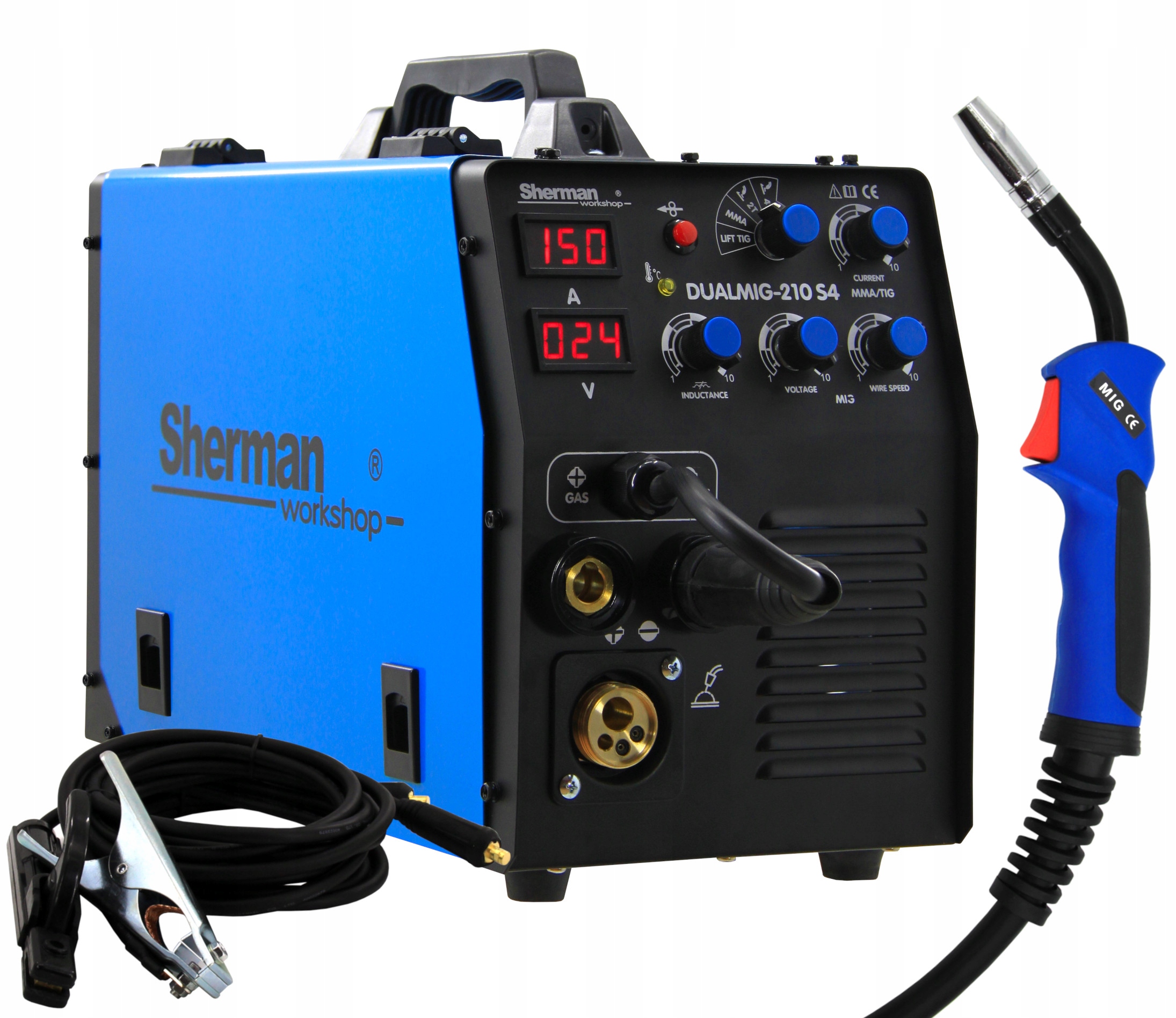 Svařovací stroj Migomat 3v1 Mig Mag Mma Tig DC Sherman Dualmig 210 200A 230V 60 %