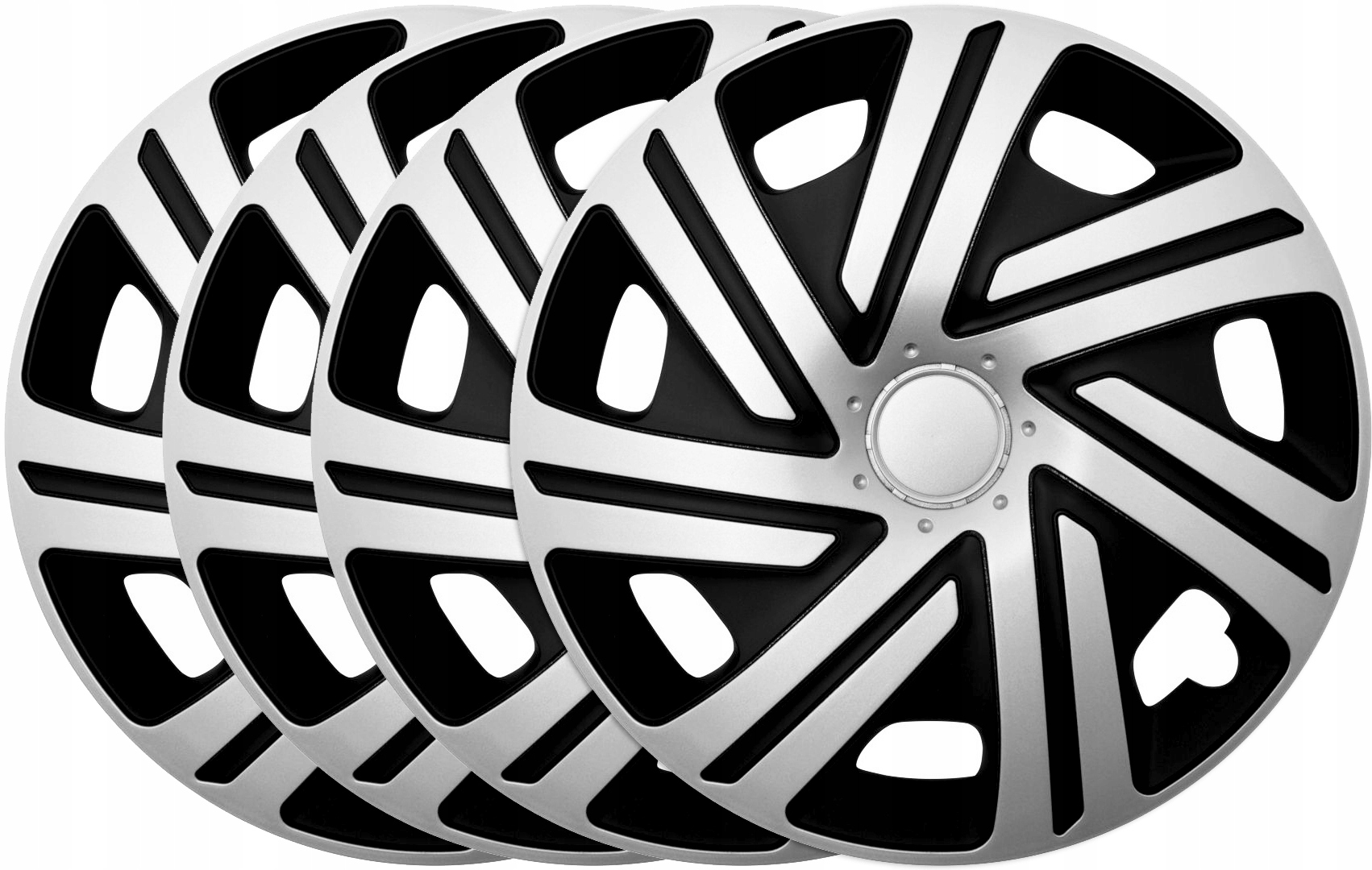 Poklice 16" Zirkon stříbrno-černé Sada 4 kusů Univerzální