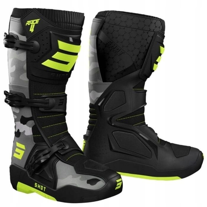 Motocyklové Topánky Na Cross Quada Enduro Atv Shot Race 4 Camo Yellow 44