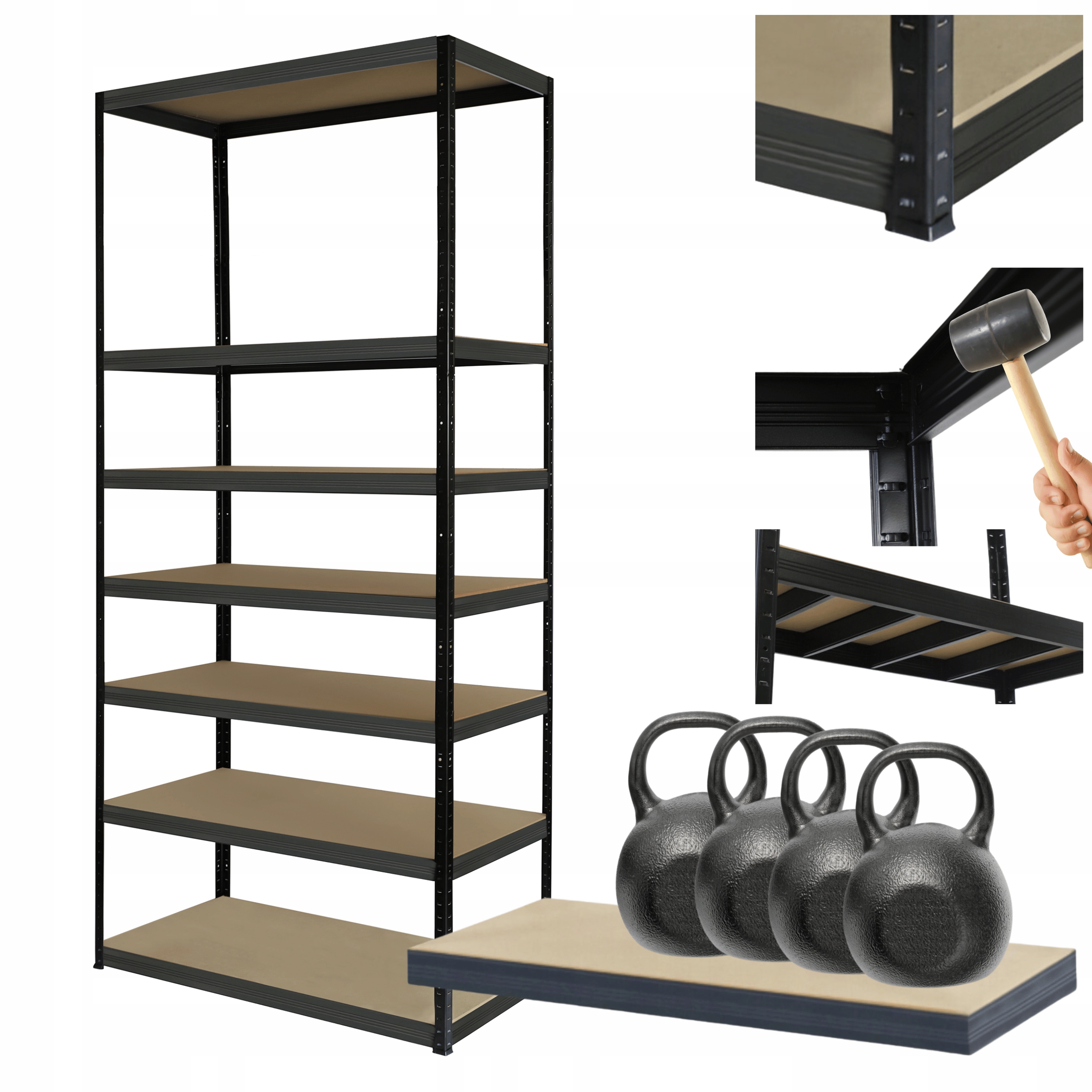 Kovový skladovací regál Helios 270x100x30 cm 7Px400 kg 300TYS Komb