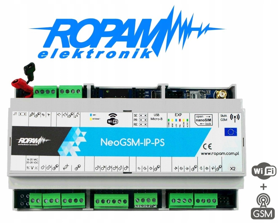 

NeoGSM-IP-PS-D9M Centrala Alarmowa 8-32 Wej. Ropam