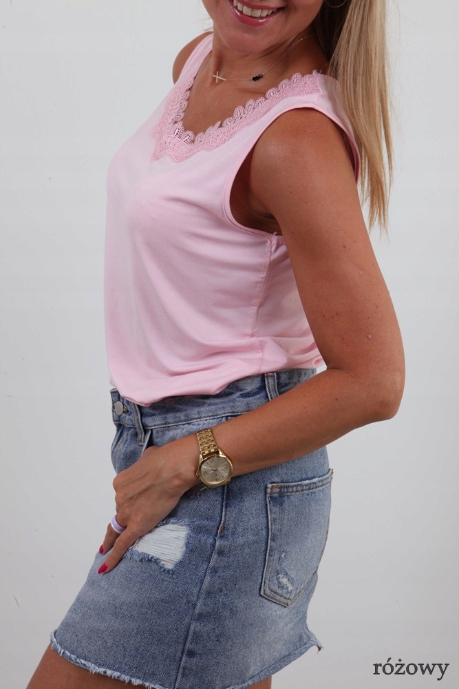BLUZKA DOPASOWANY TOP KORONKA DEKOLT KOLORY *M/L Płeć kobieta