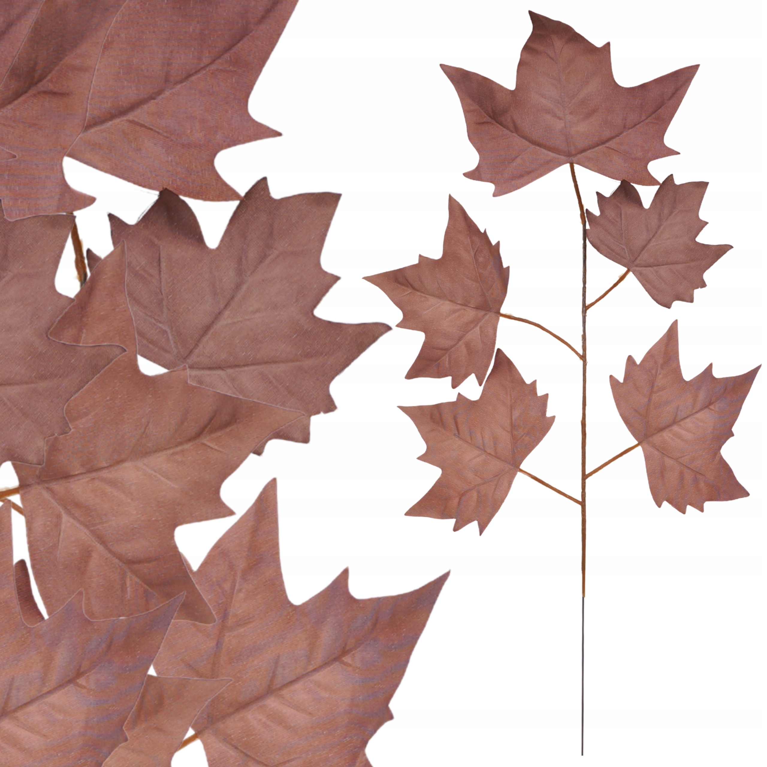 SZTUCZNE LIŚCIE MATOWE KLON GAŁĄZKA DO STROIKÓW BUKIETÓW 55cm BRĄZOWE