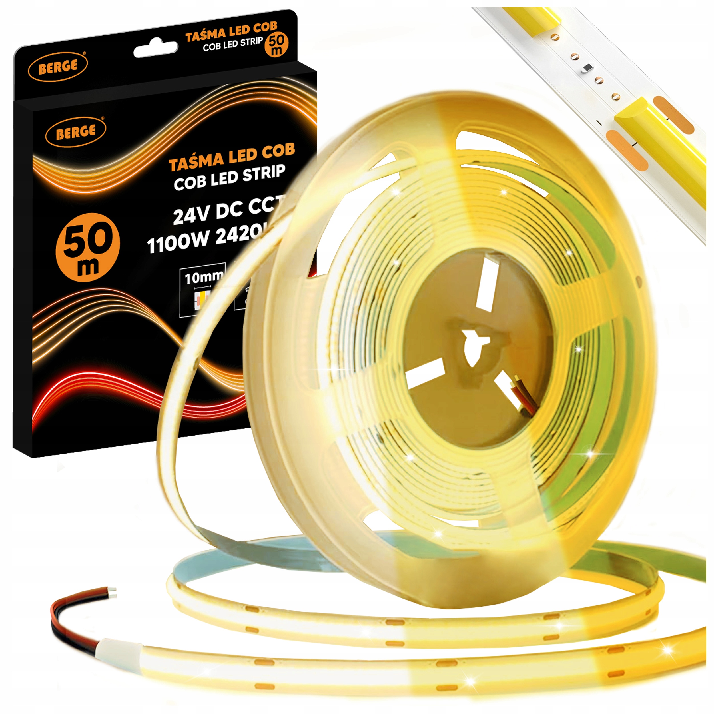 Led pásik Cob Neon 24V 50m Veľká rolka Cct 608D Teplá neutrálna studená 22W/m