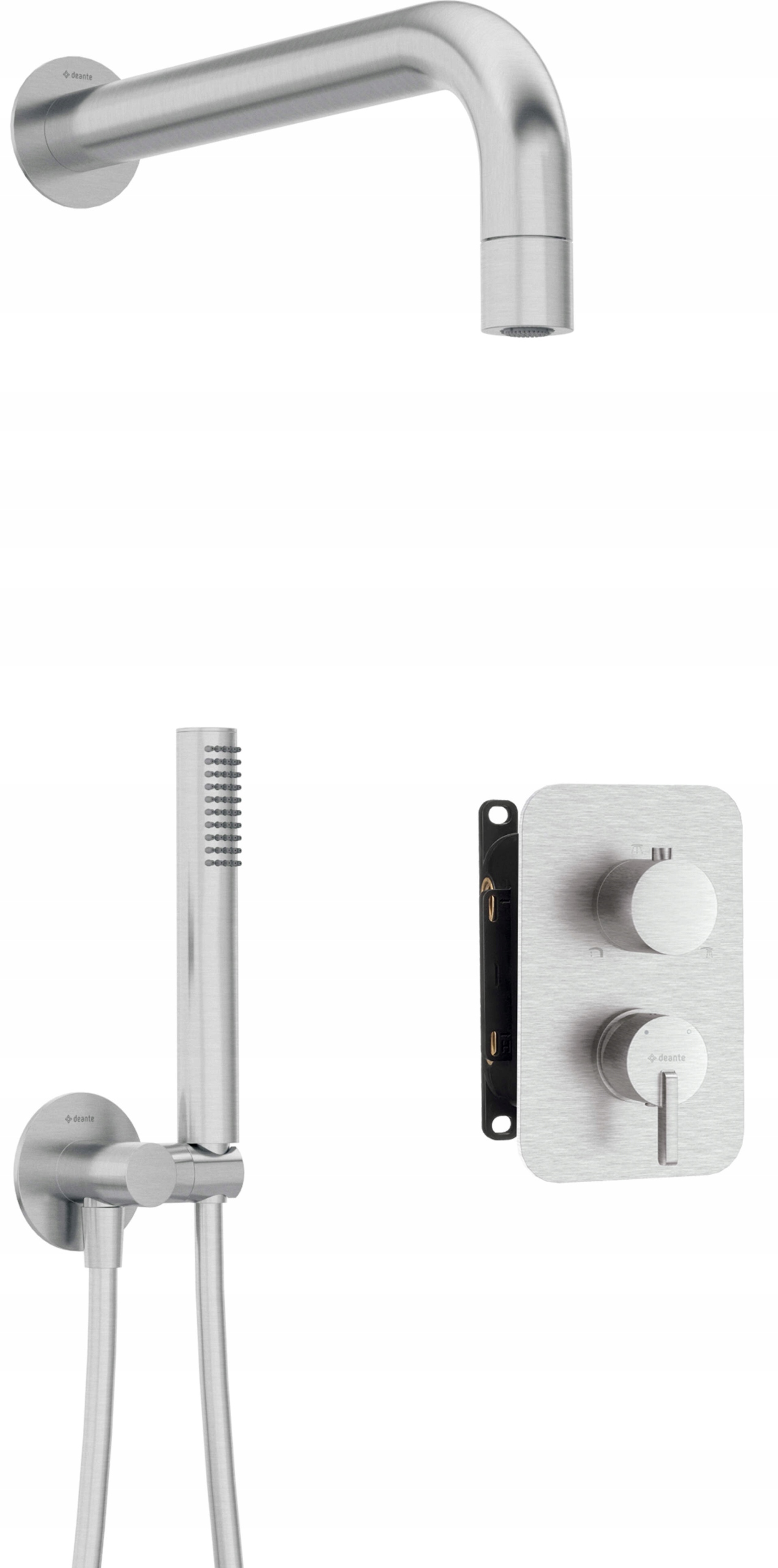 Podomietkový sprchový set s BOXom, dažďovou hlavou, mosadzou, anti-valcom