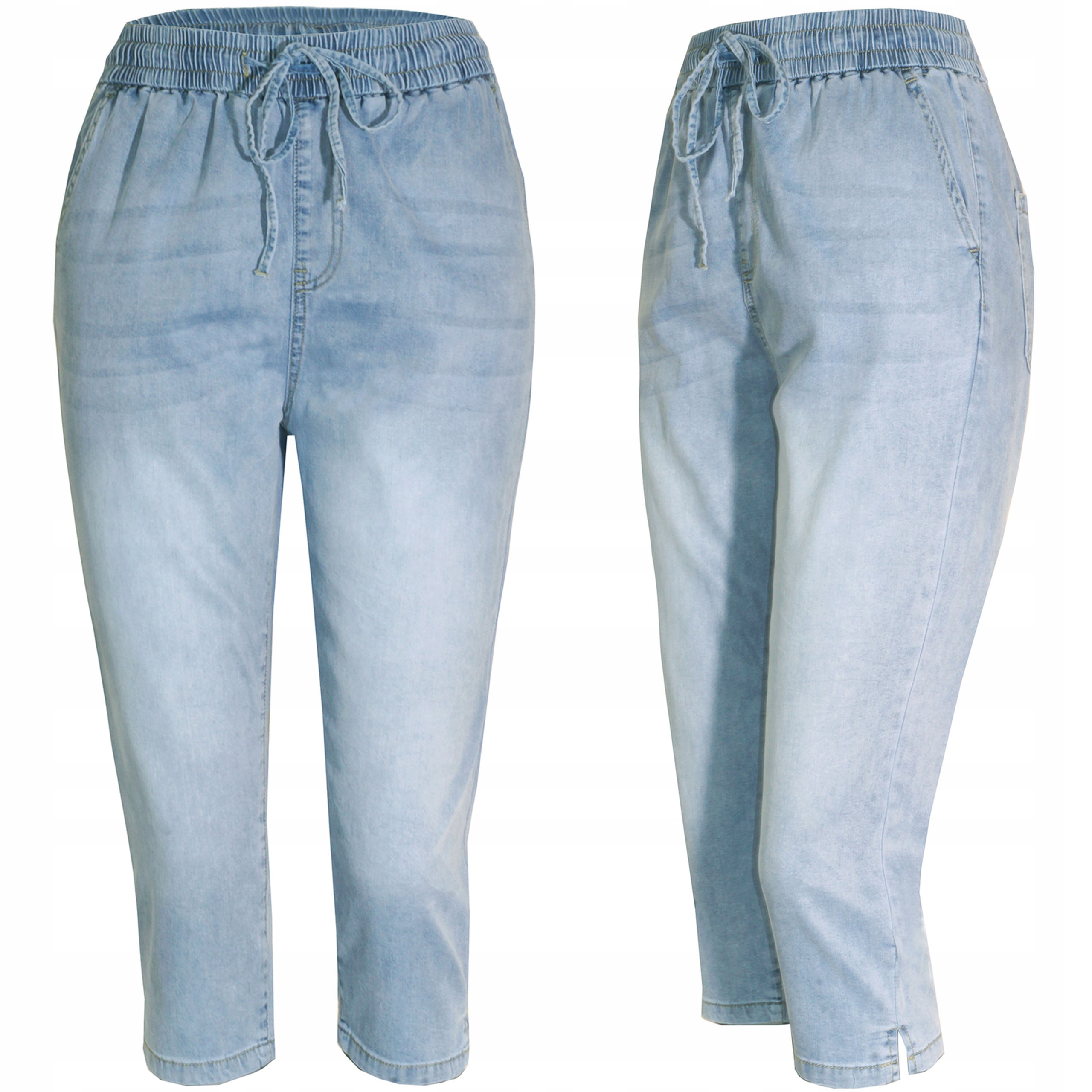 Rybaczki Na Lato Przewiewne Lużne Cienkie Jeans Na Gumce Sztuc.jedwab 44/46