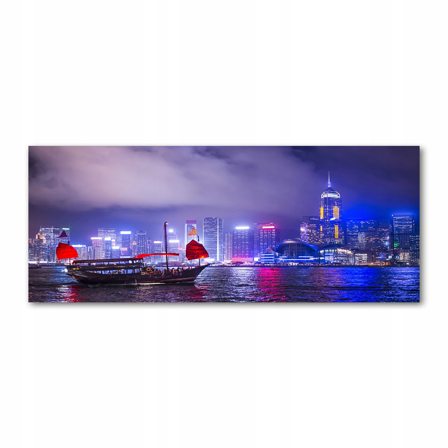 

Foto obraz akryl zdjęcie Hong kong nocą 125x50 cm
