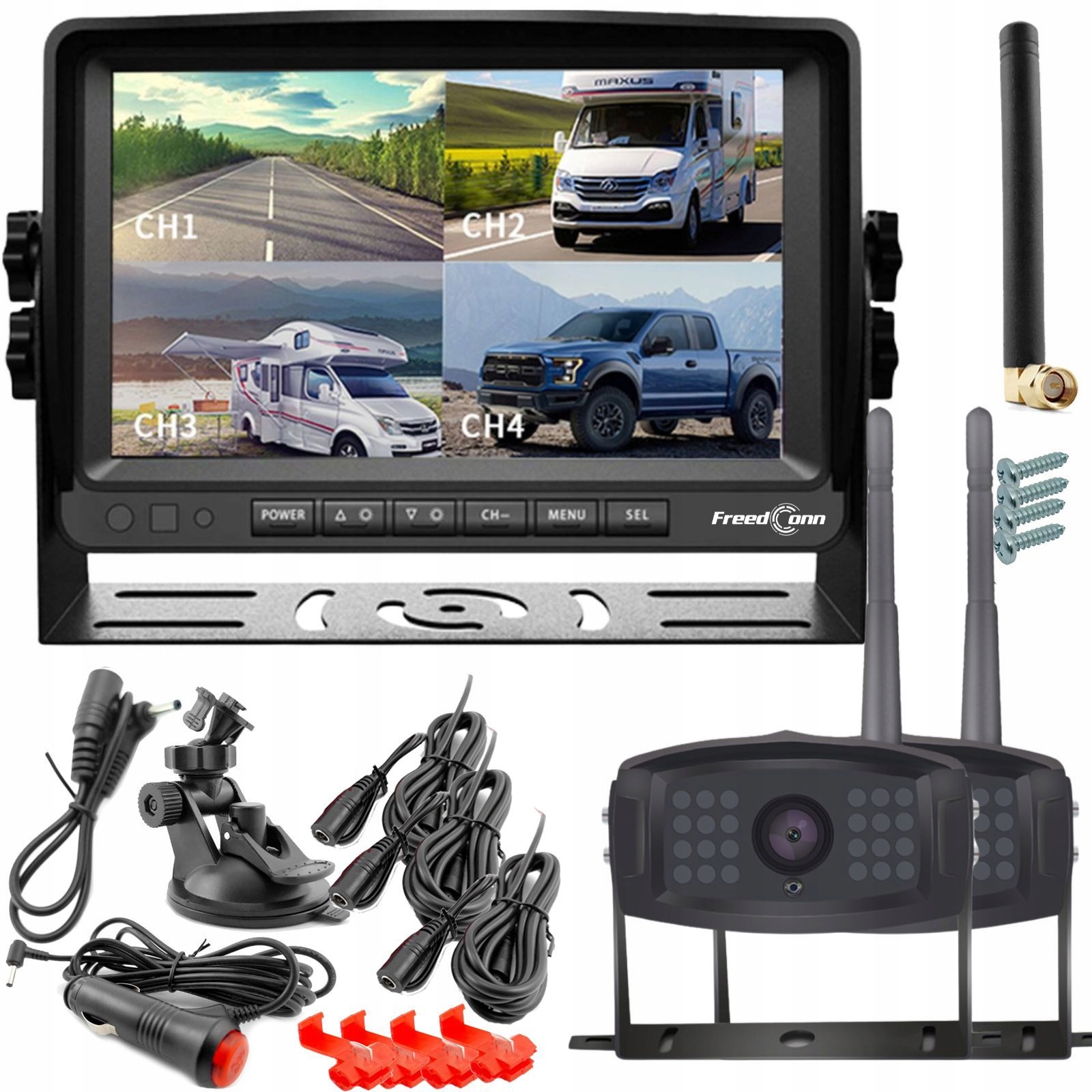 DW-9016-2 Bezdrátová Couvací Sada 9" Kamera 2x Full Hd Pro Traktor Tir