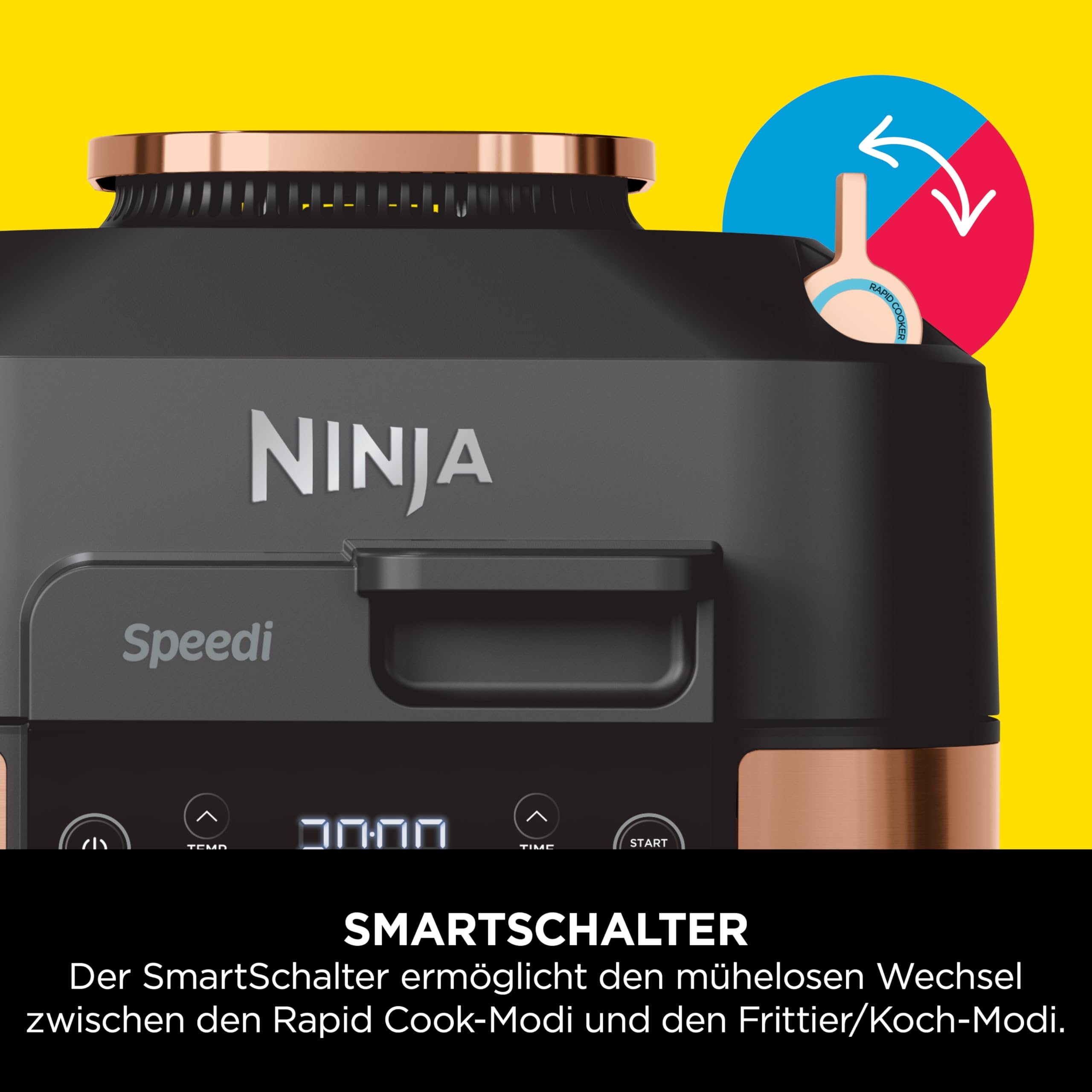 NINJA Speedi Multicooker 5.7L 10-in-1 Fryer Slow Cooker Grill Black Copper — miniatura 9