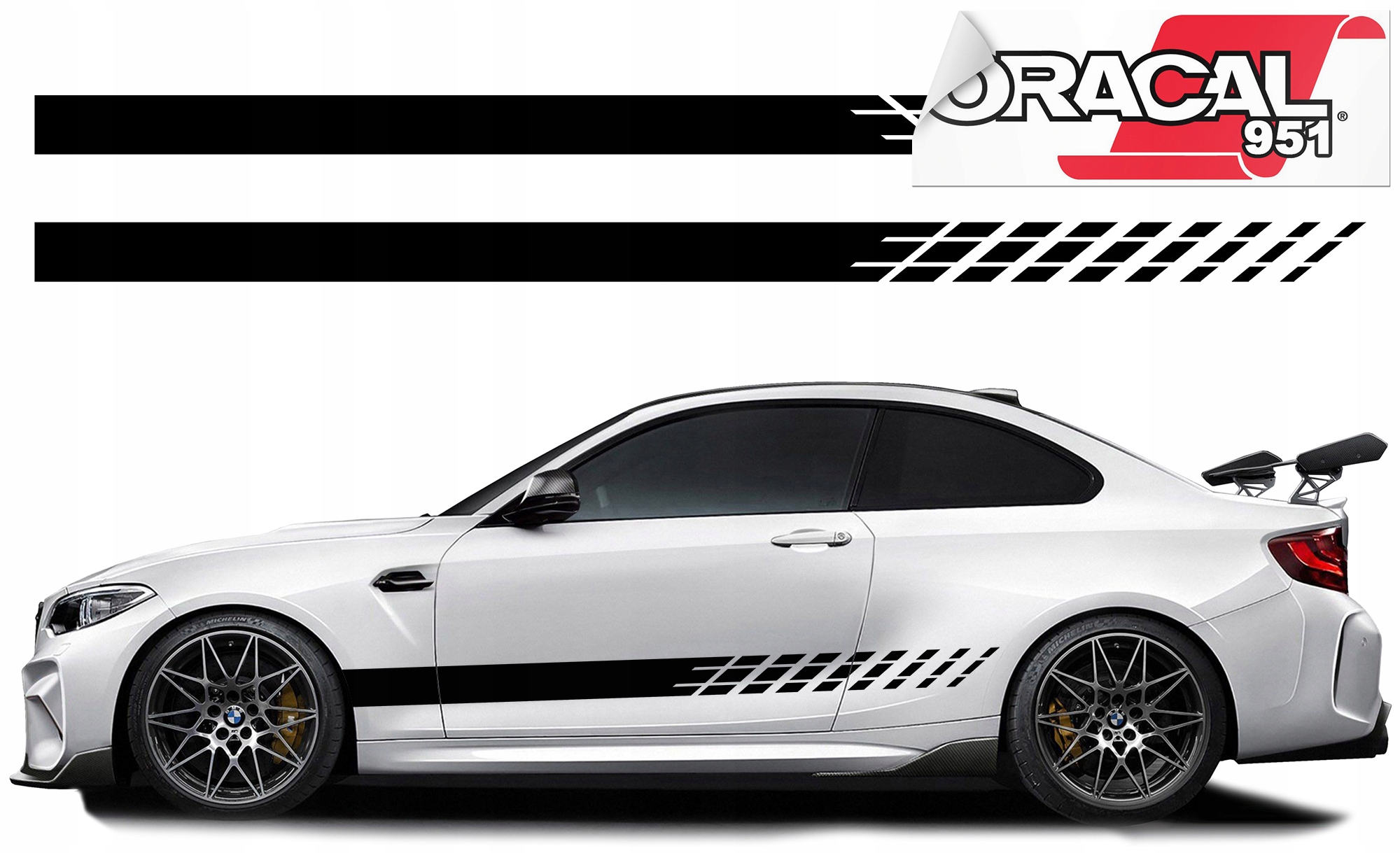 Наклейки для автомобиля боковые полосы ремни 180X8CM 951