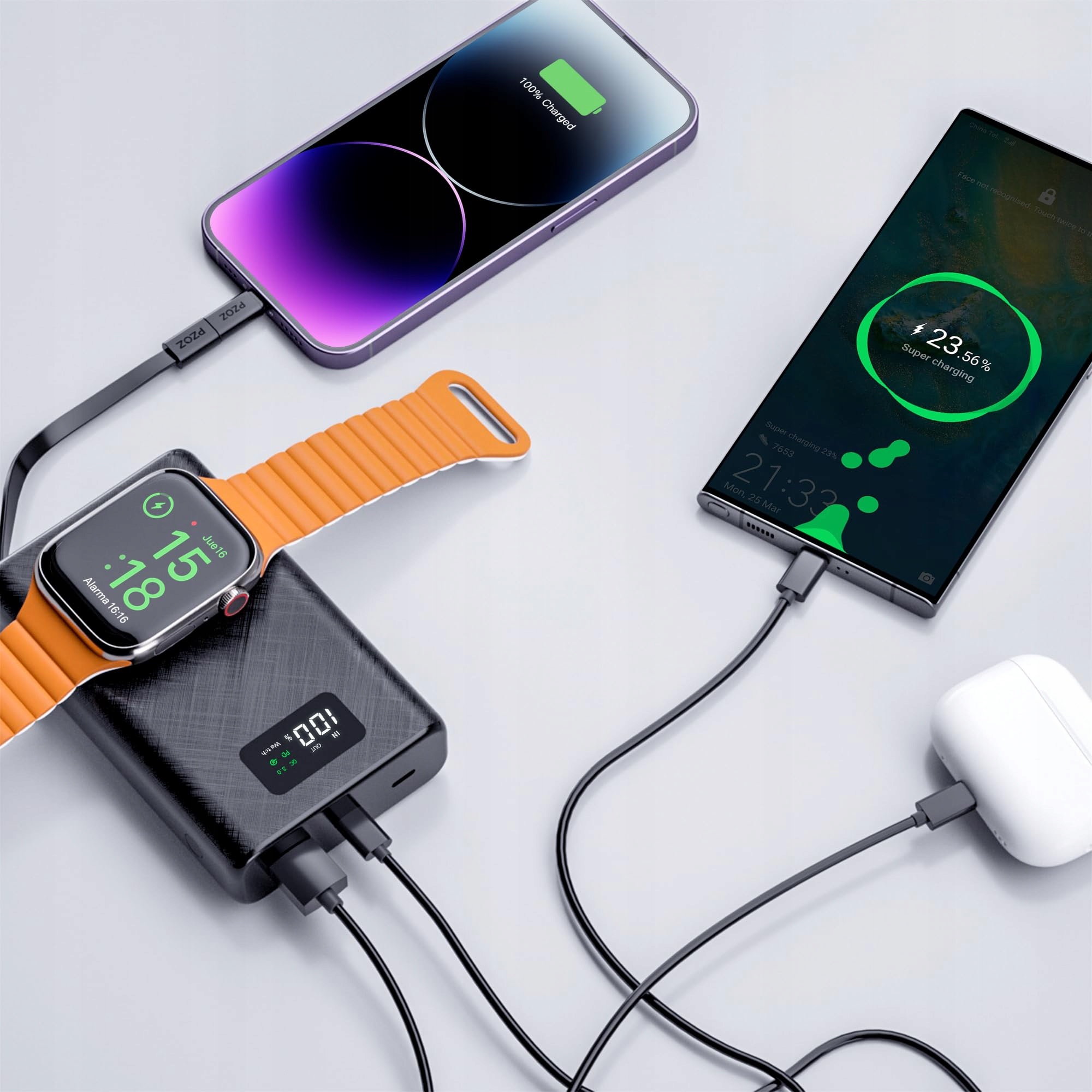 PZOZ Powerbank 225W 20000mAh iPhone Samsung iPad Switch QC 30 PD — miniatura 5