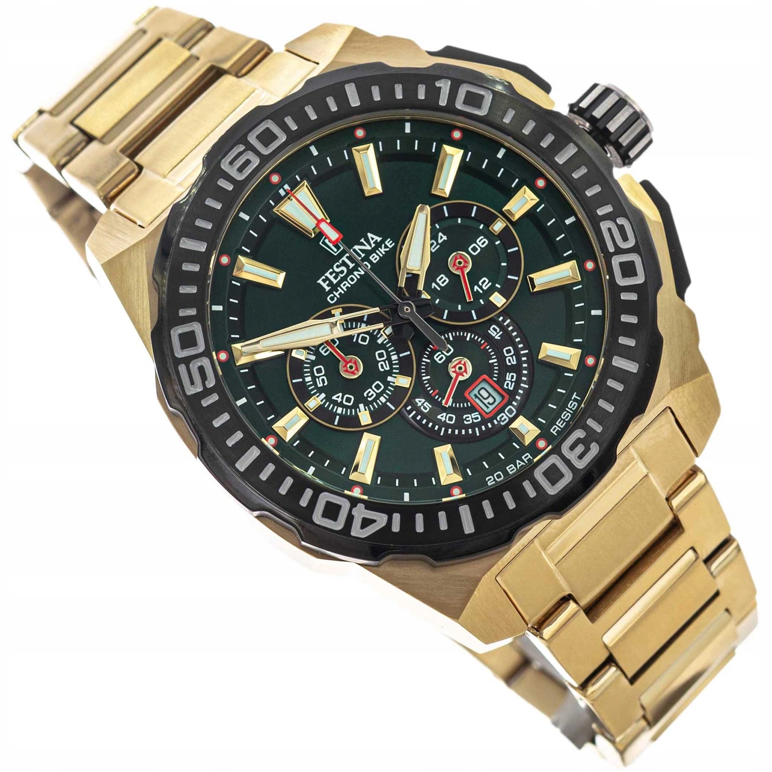 Pánské Hodinky Festina F20727/2 Chrono Bike Zlaté Na Náramku 20 Bar