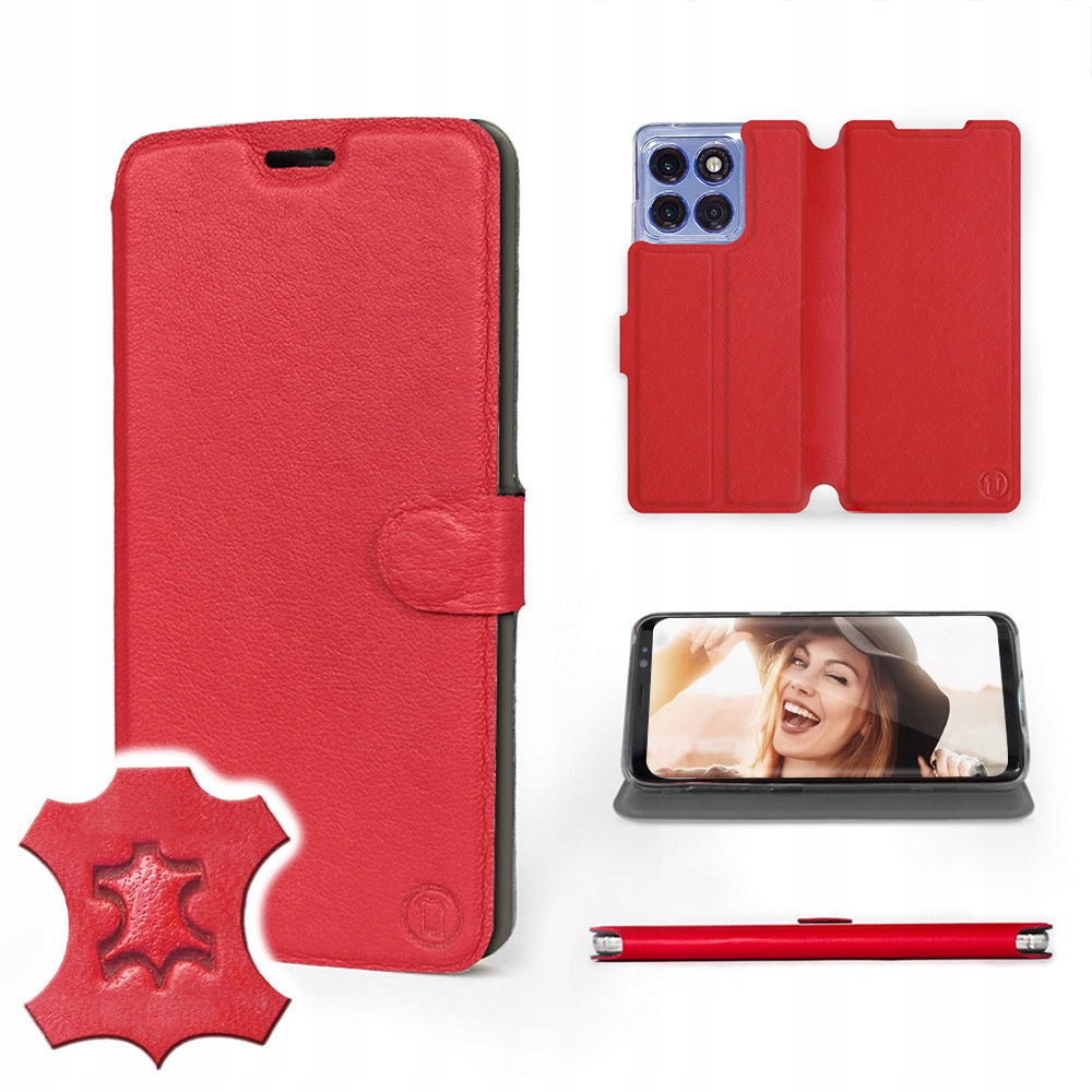 Etui Mobiwear do Motorola Edge 60 Pro Red Leathe