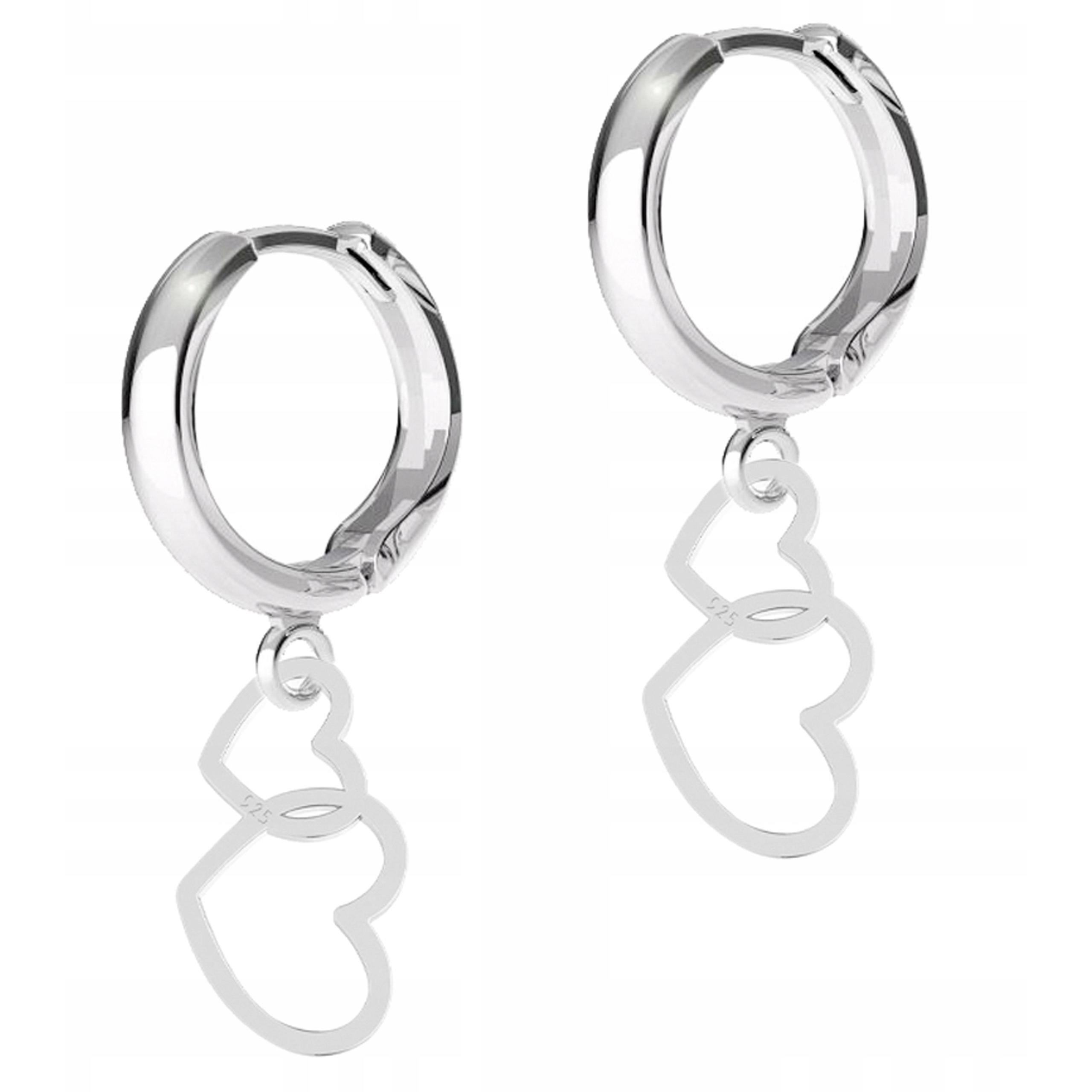 Stříbrné Náušnice Dvě srdce Srdíčka Love Hearts Plechy Stříbro 925