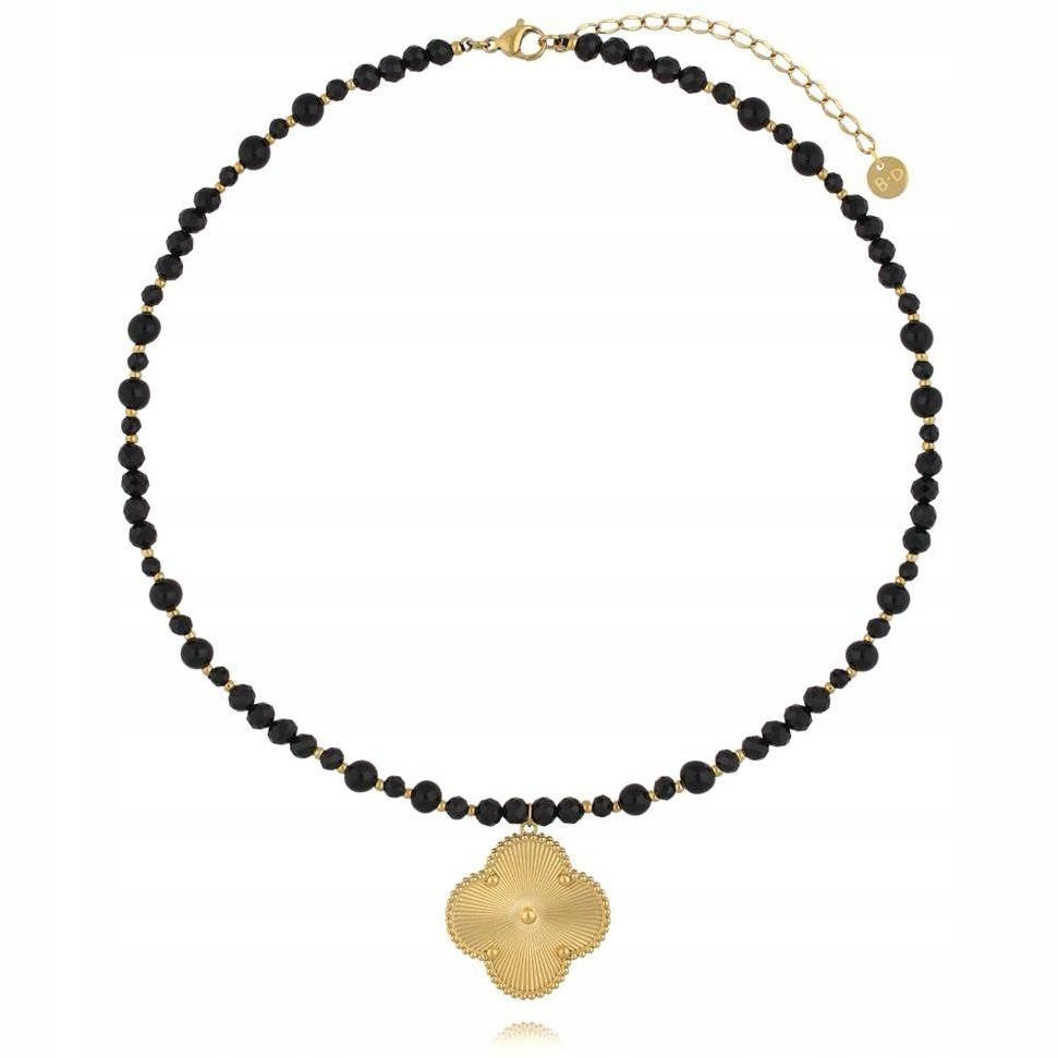 Dámský černý náhrdelník By Dziubeka čtyřlístek 44 cm