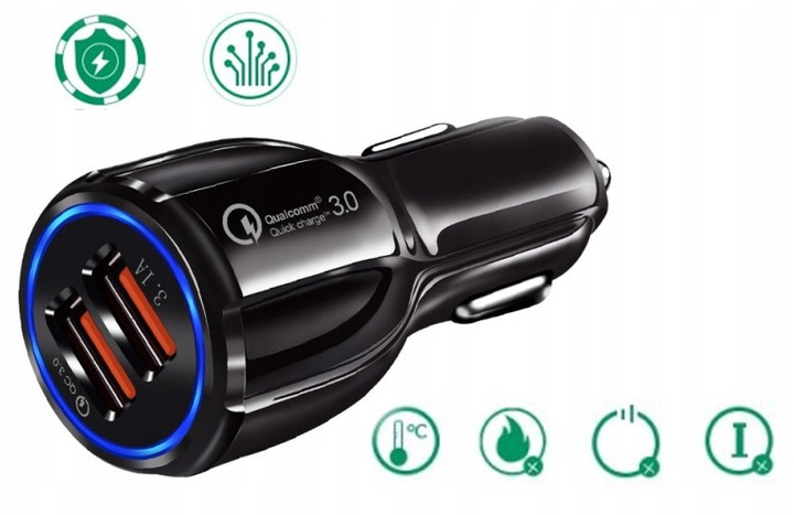SZYBKA 3.1A SAMOCHODOWA ŁADOWARKA QUALCOMM QC 3.0 2x USB 5V 3,1A 12-24V DC Producent inny
