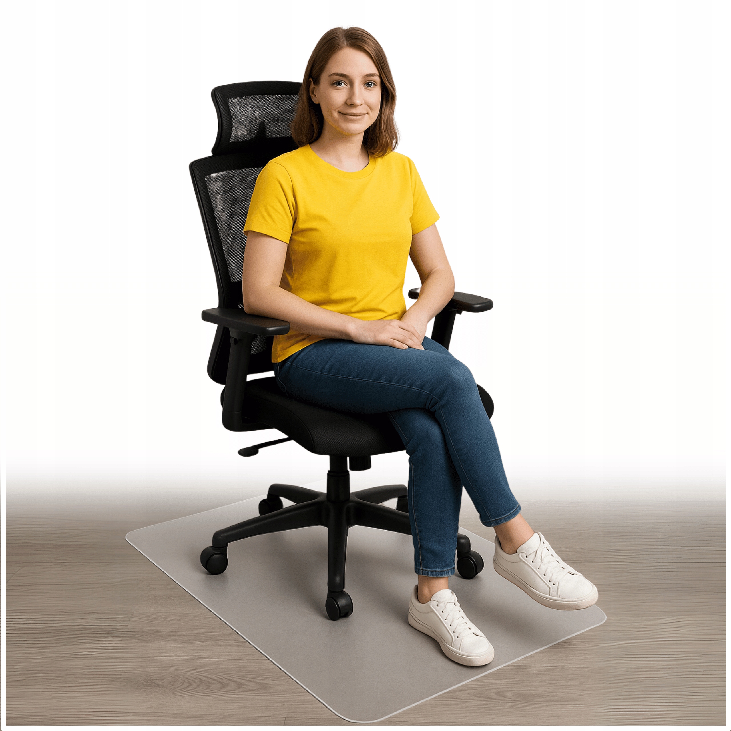 MATA OCHRONNA PODKŁADKA POD FOTEL KRZESŁO 80x120 cm MATOWA MLECZNA SZTYWNA