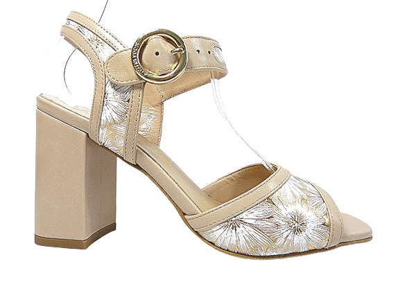 dámské sandály Sala 37 pastelová béžová kůže na podpatku Cf