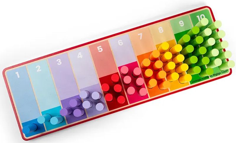 Tęczowe Kocki do nauki liczenia dla Dzieci kolorowe patyczki Bigjigs Bohater brak