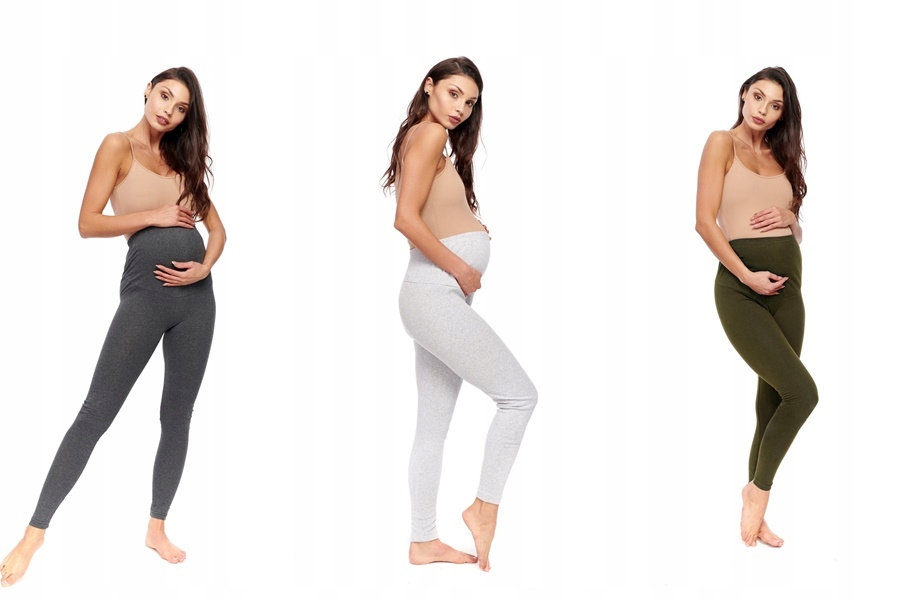LEGGINSY GETRY CIĄŻOWE BAWEŁNIANE Z PANELEM XL Rozmiar L