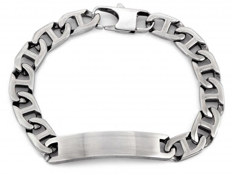 Pánský náramek z silné oceli s gravírováním Vel 22 Šířka 10.1 mm jako dárek