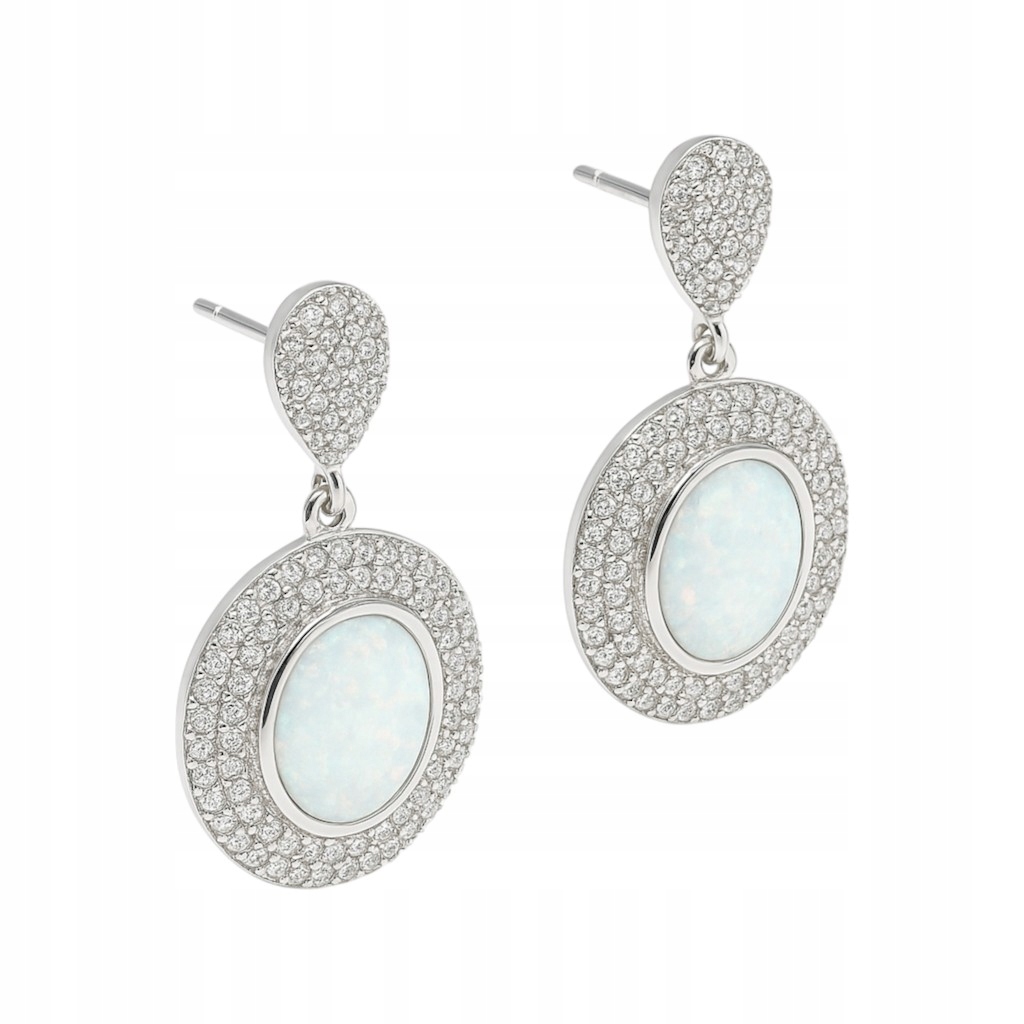 Stříbrné náušnice Ag 925 se syntetickým kamenem KOL01021W