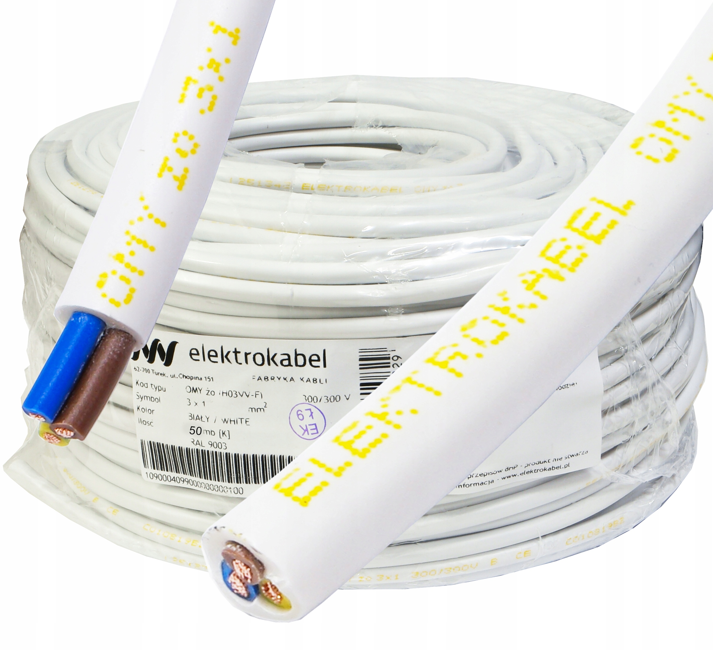 Kabel Omy 3x1 mm 300/300V Lanko Cu 50 m kulatý