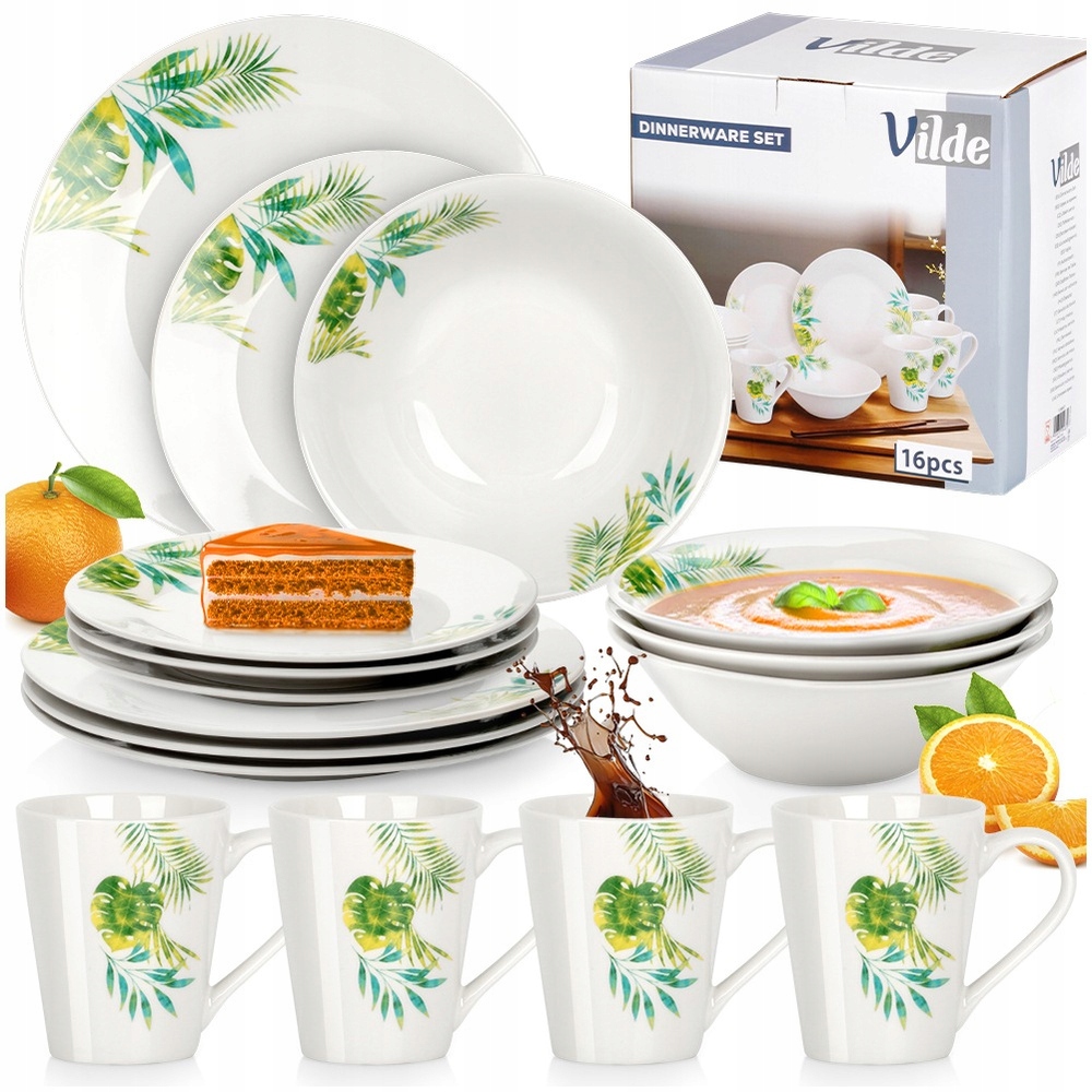 Obědová sada komplet servis jídelní talíř mělký hluboký dezertní 16 ks