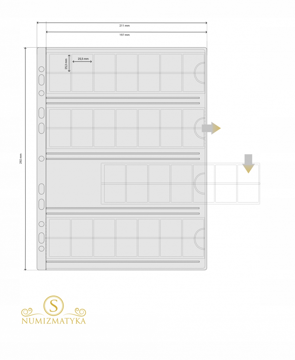 Страница для КЛАССЕРА на 56 монет А4 универсальная
