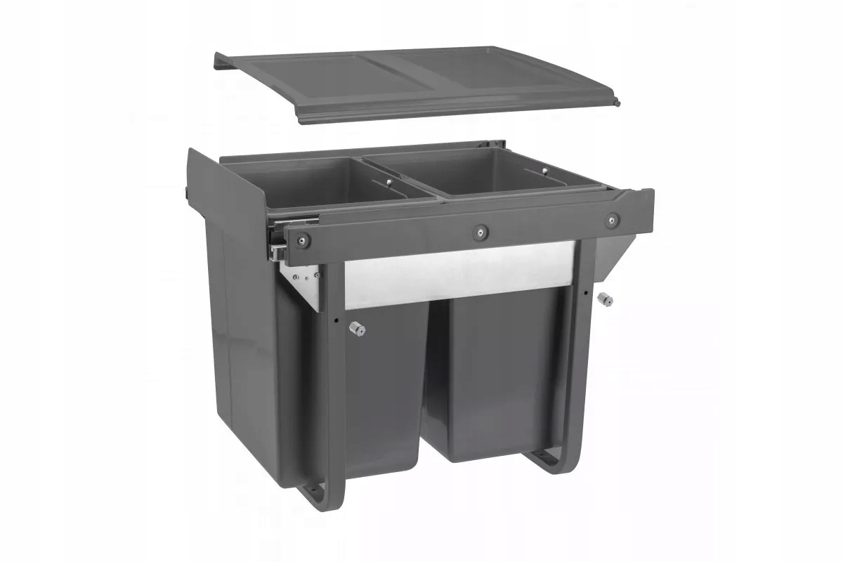 Sortownik kosz na śmieci Gtv do szafki 45 cm 450 2x pojemnik 20L antracyt