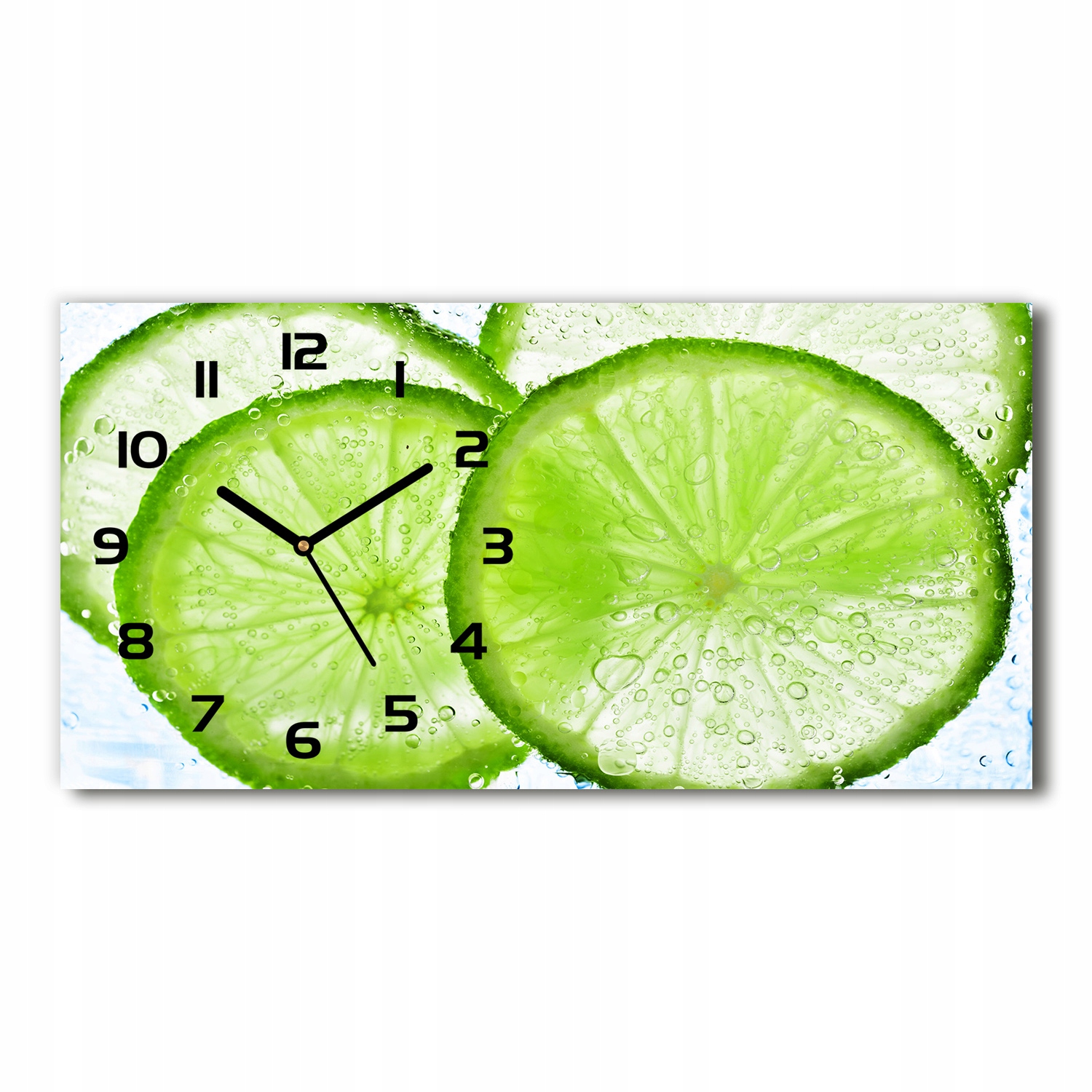 

Zegar ze szkła na ścianę Limonki pod wodą 60x30 cm