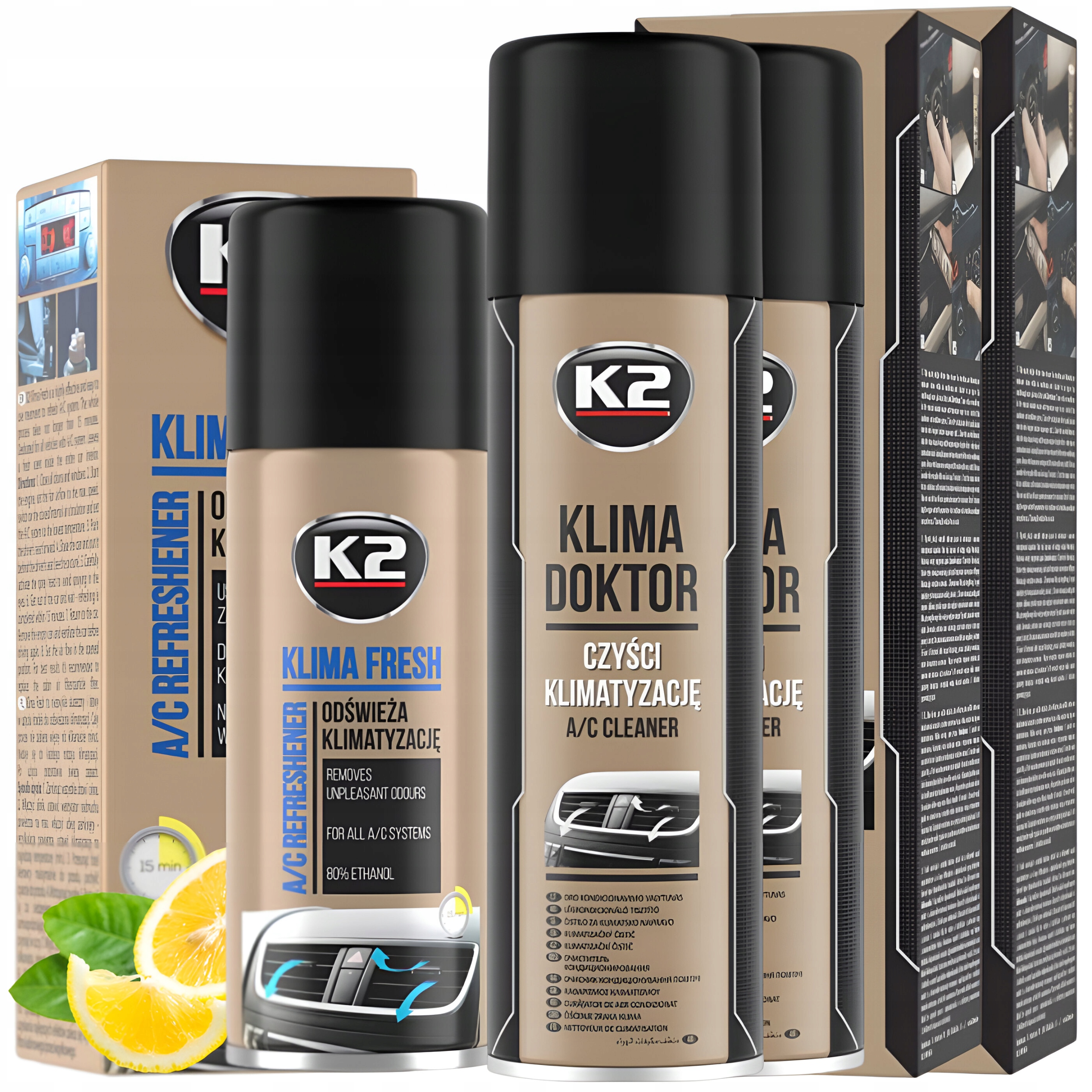 Zestaw Do Odgrzybiania Czyszczenia Klimatyzacji Klimy Szczotka Pianka K2