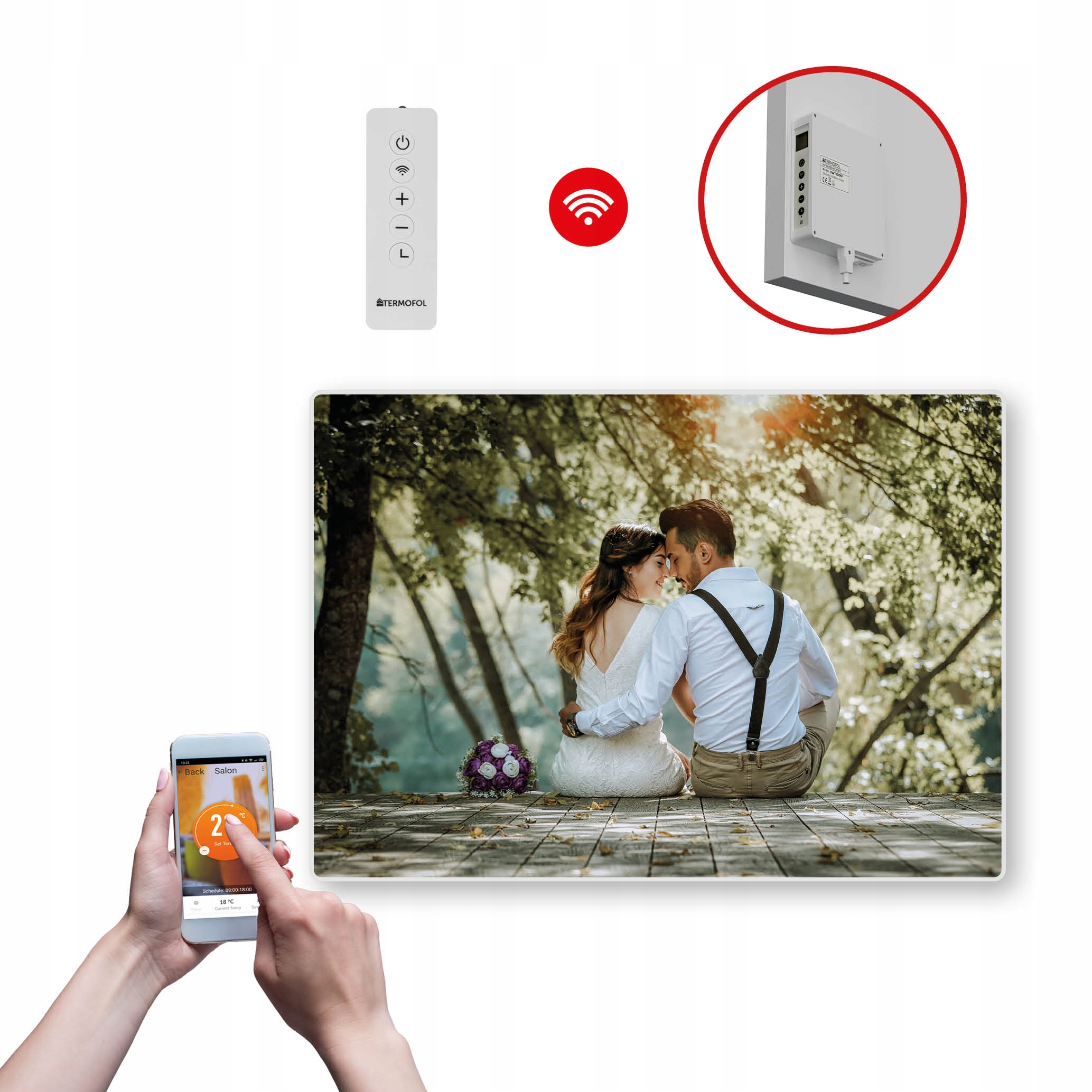 Dekoračný infračervený Ohrievací Panel s výkonom 500 W a Wifi