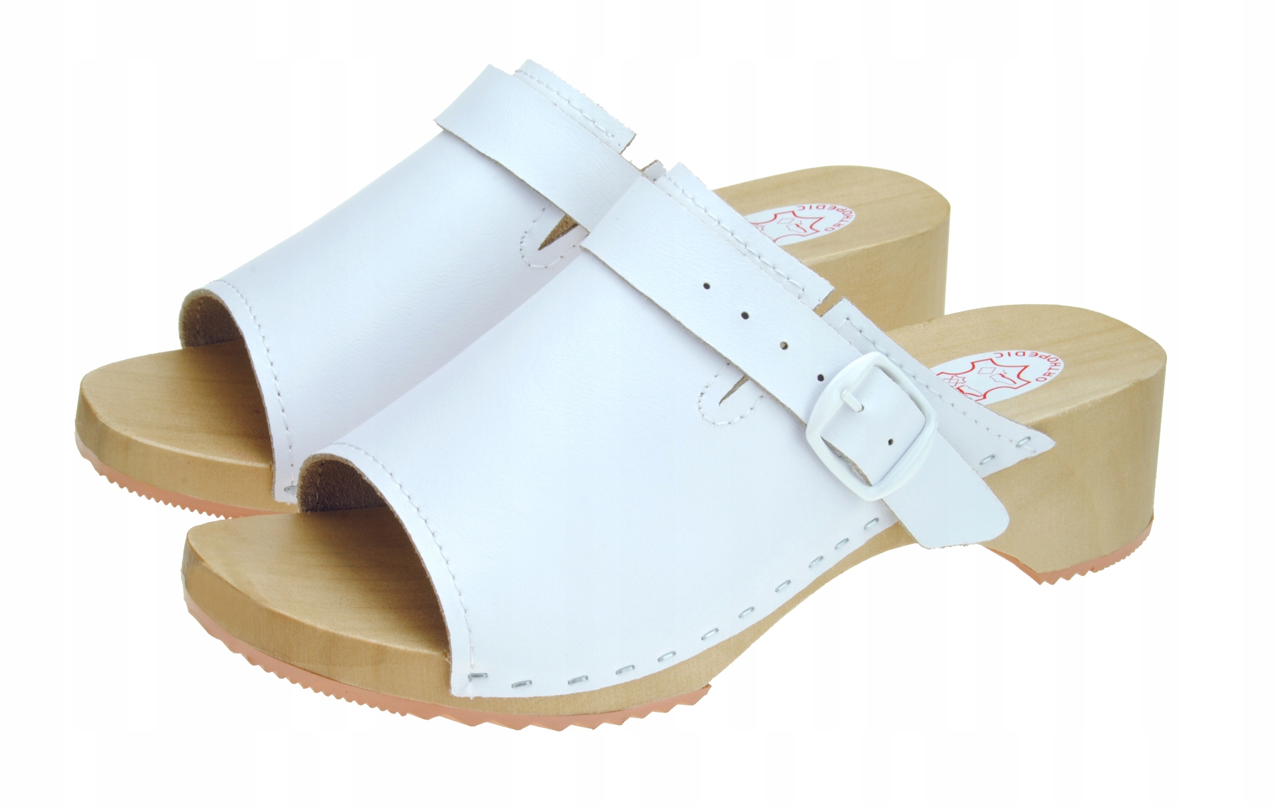 

Drewniaki z regulowaną klamerką, Białe 41