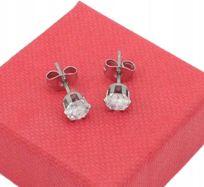 

Kolczyki Srebrne Cyrkonie 6 MM Stal Chirurgiczna
