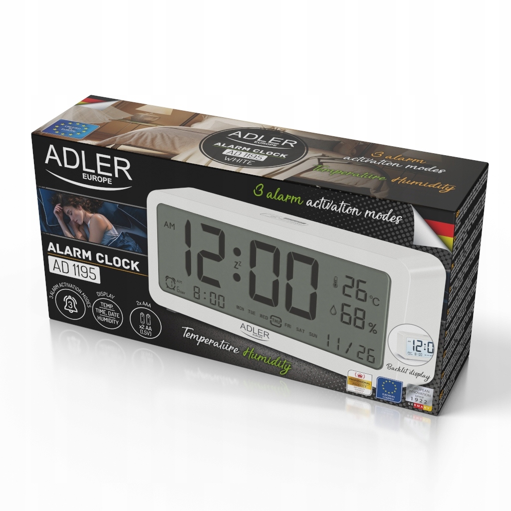 ZEGAR BUDZIK ALARM DUŻY WYŚWIETLACZ TERMOMETR LCD Typ budzik
