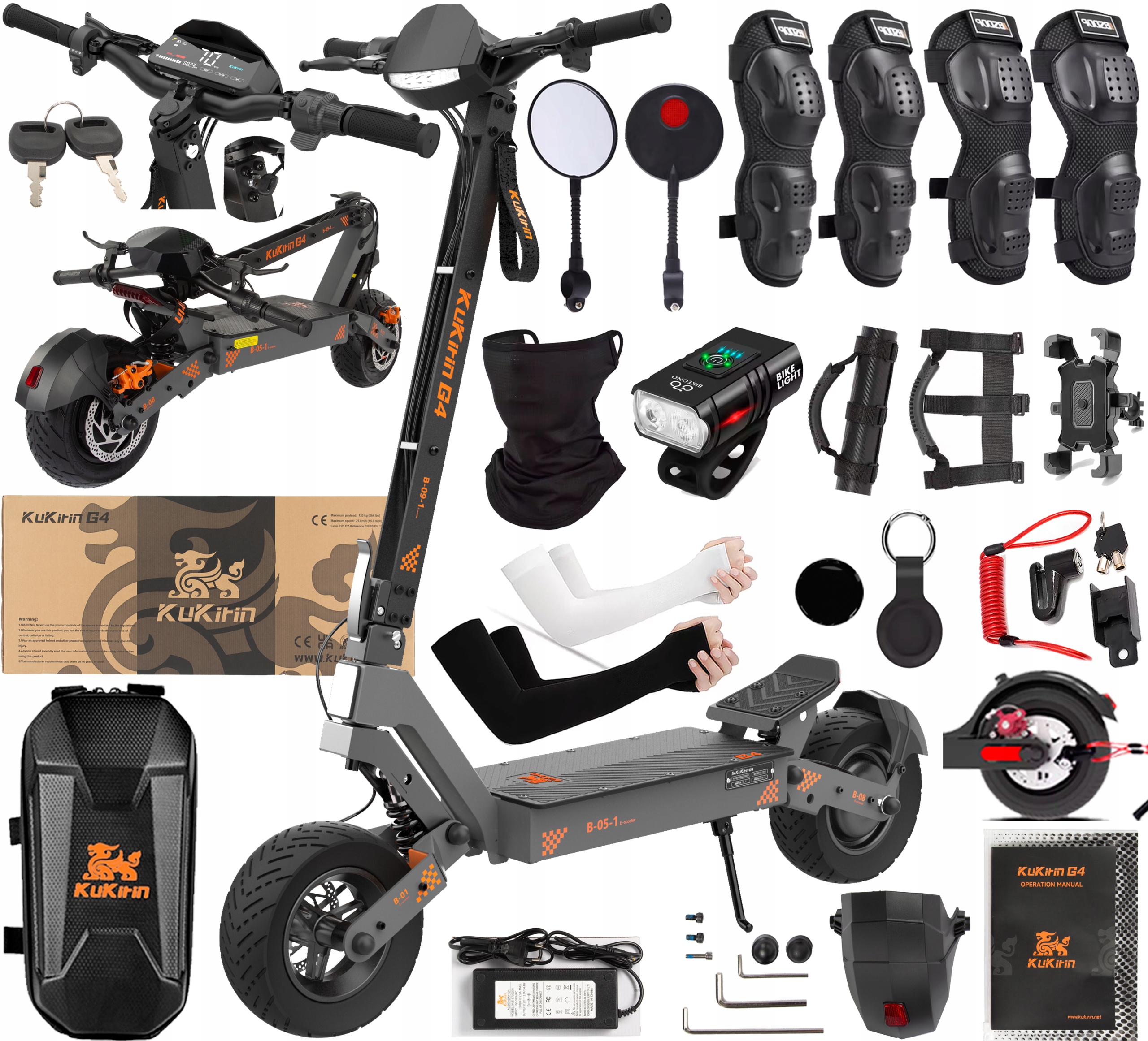 KuKirin G4 Elektrické skládací vozidlo 2000W 60V 20Ah 70KM/H +11 Dárek Pl