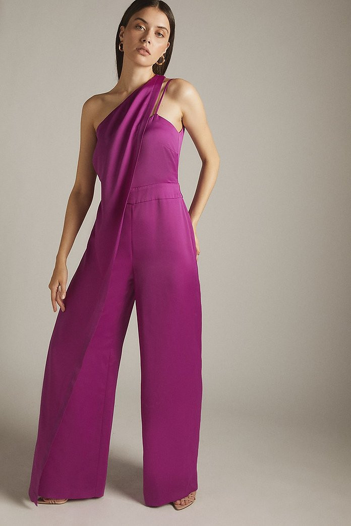 EC22116 Karen Millen Elegantní Kombinéza Satén Mašle (22) S