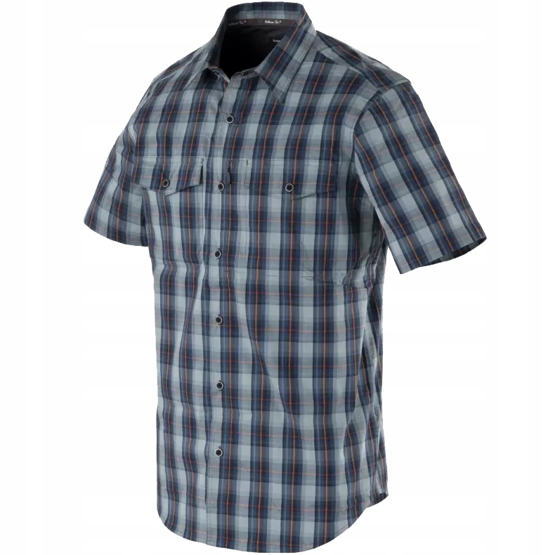 Košile Helikon Covert Concealed Carry s krátkým rukávem, modrá kostkovaná, velikost L