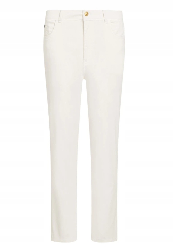 Tommy Hilfiger Bílé Jednoduché Kalhoty S Vysokým Pasem Bavlna 38 Xqb