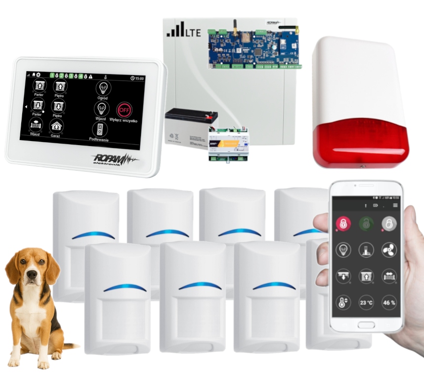 Ropam NeoLTE Zestaw Alarm Wifi App 8x Bosch Pet