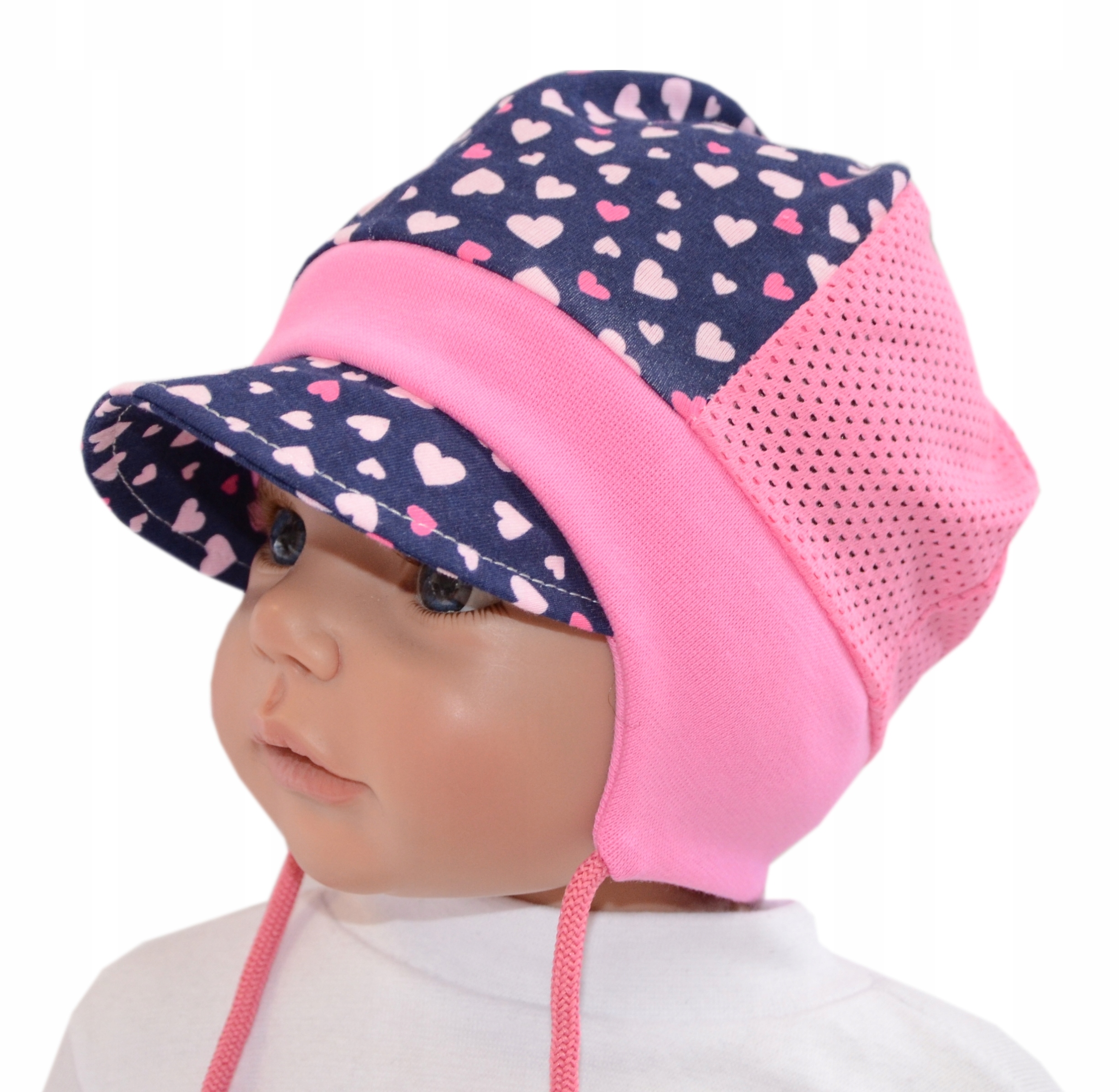 

Letnia ażurowa czapka z daszkiem 47-51cm 18-36m