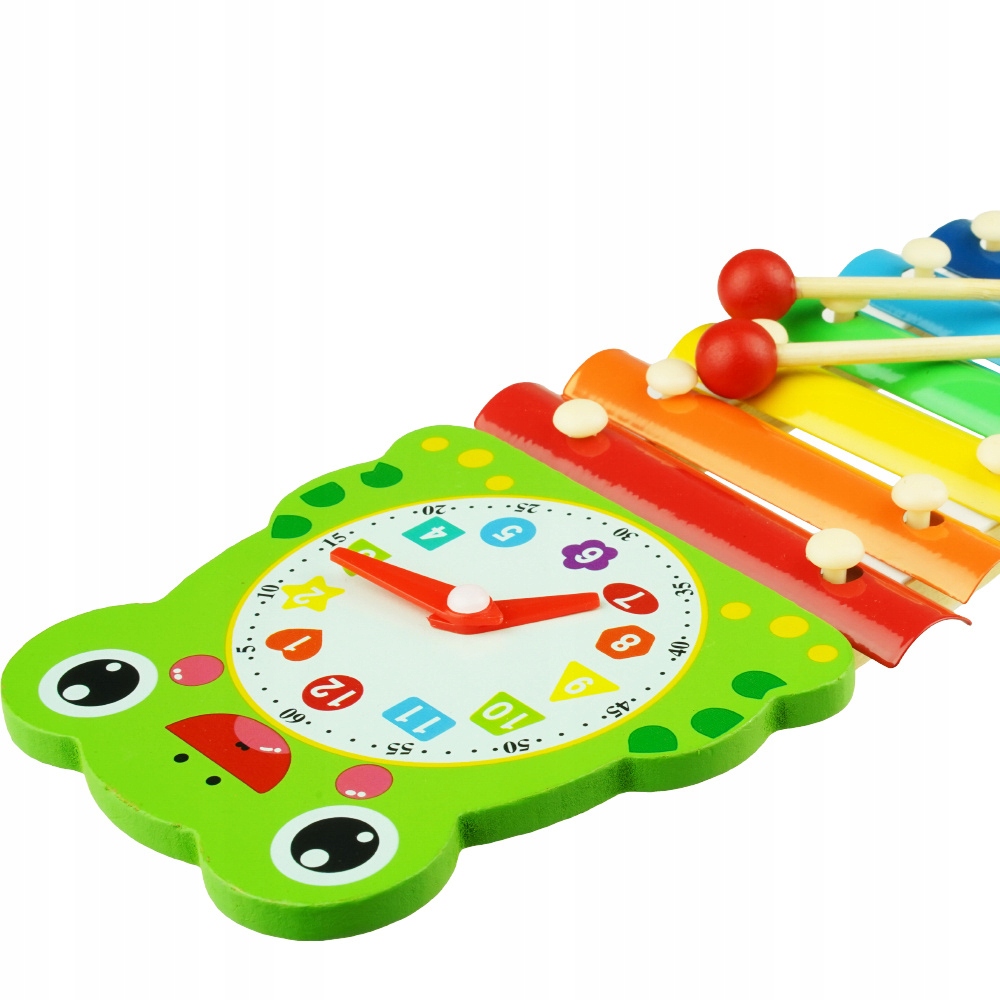 Cymbałki drewniane żaba zabawka dla dzieci zegar Wiek dziecka 3 lata +