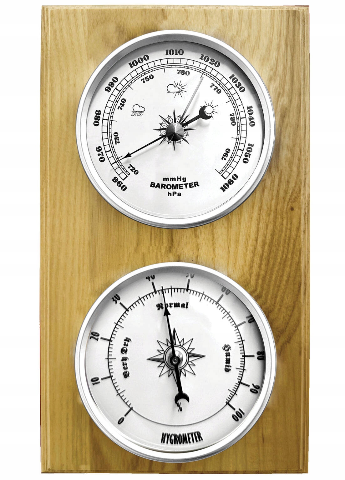 Dřevěný Hnědý Barometr Analogový Vlhkoměr Jvd BA232.68 13x24 cm