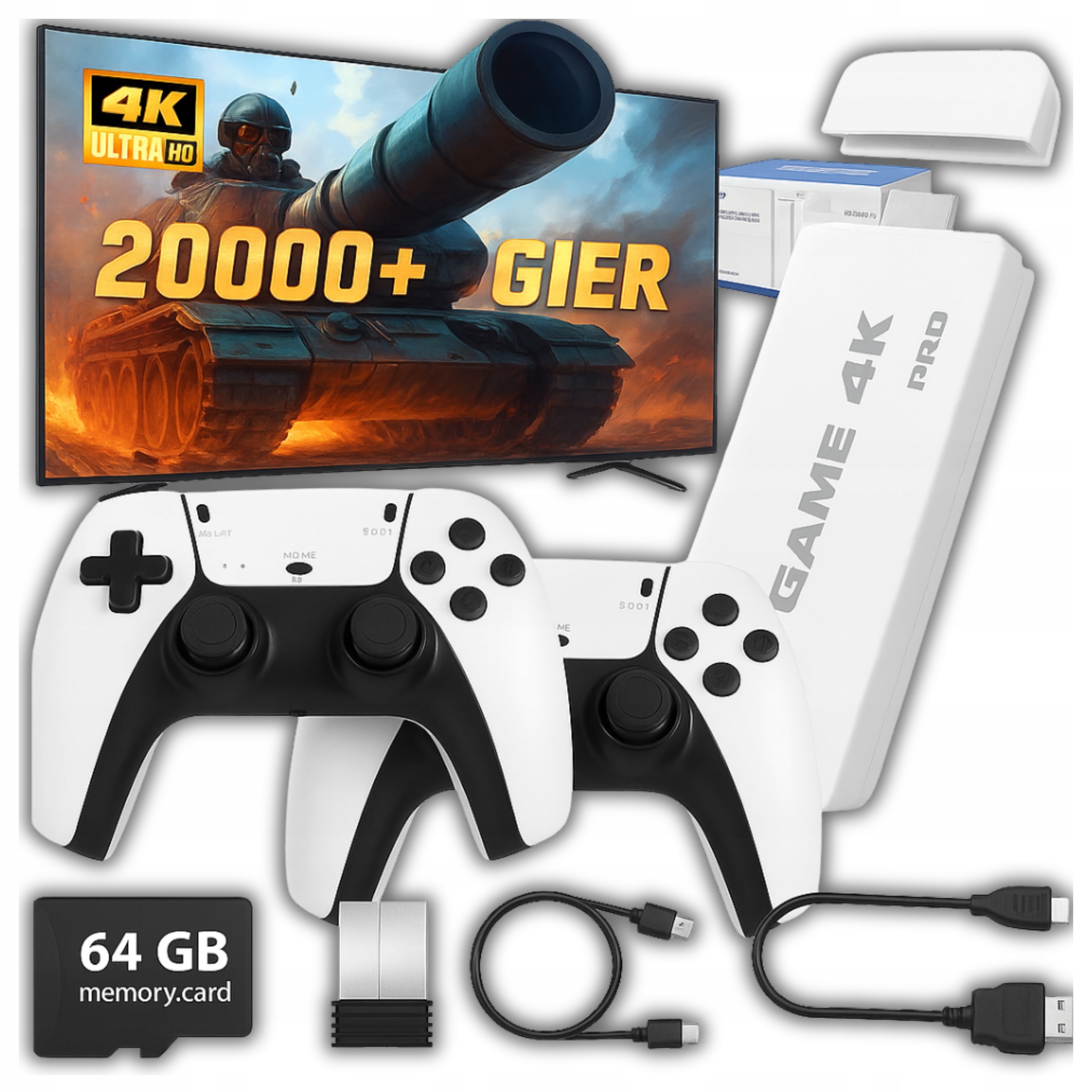 Konsola Retro Gra Telewizyjna Hdmi 15 Emulatorów 20000 Gier 2 Pady 64 Gb