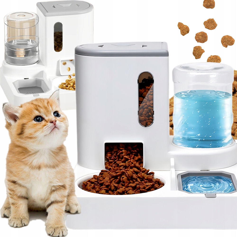 Levně 2V1 Výdejník Vody A Krmiva Automatická Miska Pro Kočky A Psa Dávkovač Napáječka