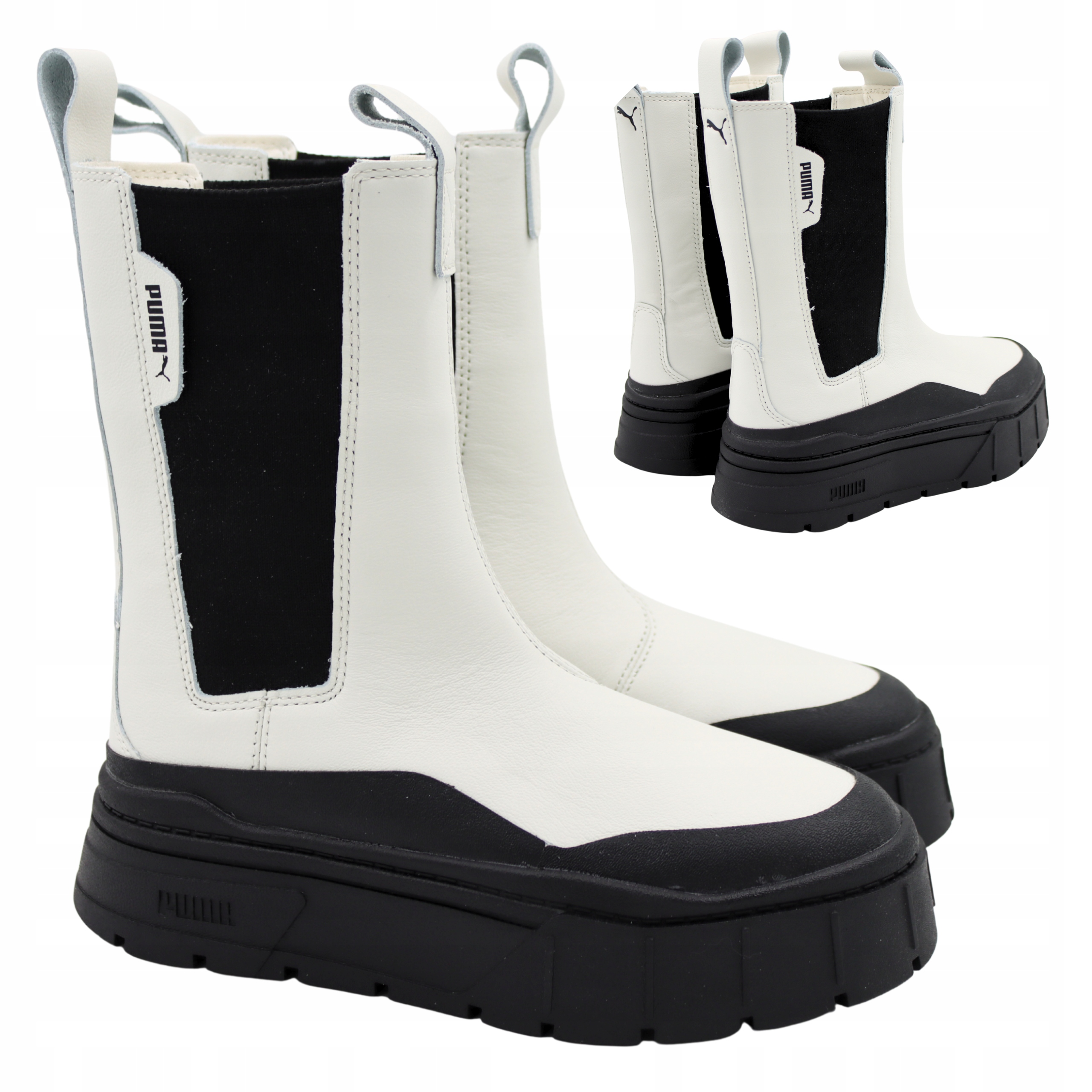 Dámské kožené boty kotníkové Kotníkové Boty z kůže, bílé, Puma Mayze 386272 01, Vel. 38