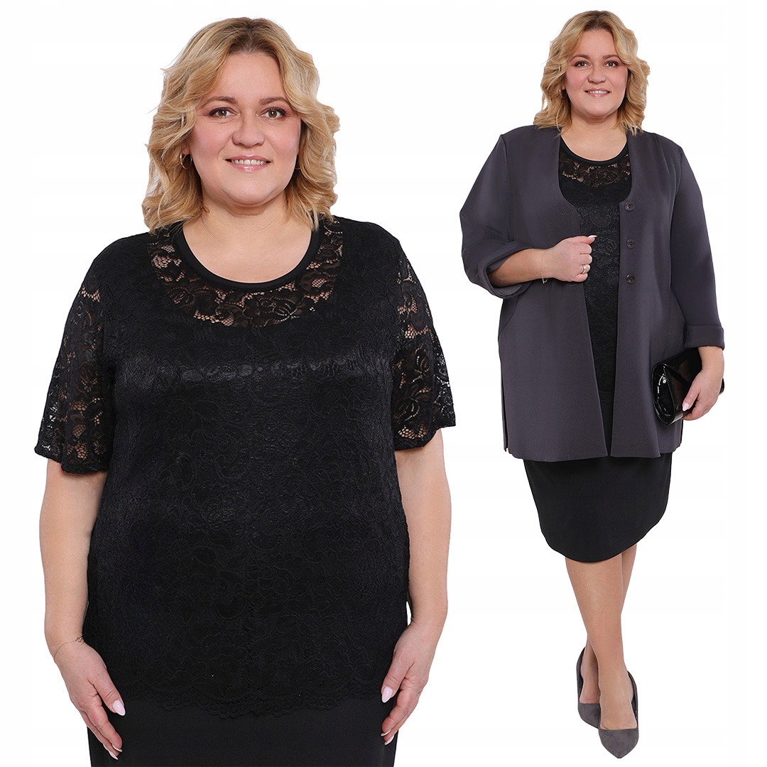 Černá halenka z květinové krajky plus size velikost 60/62
