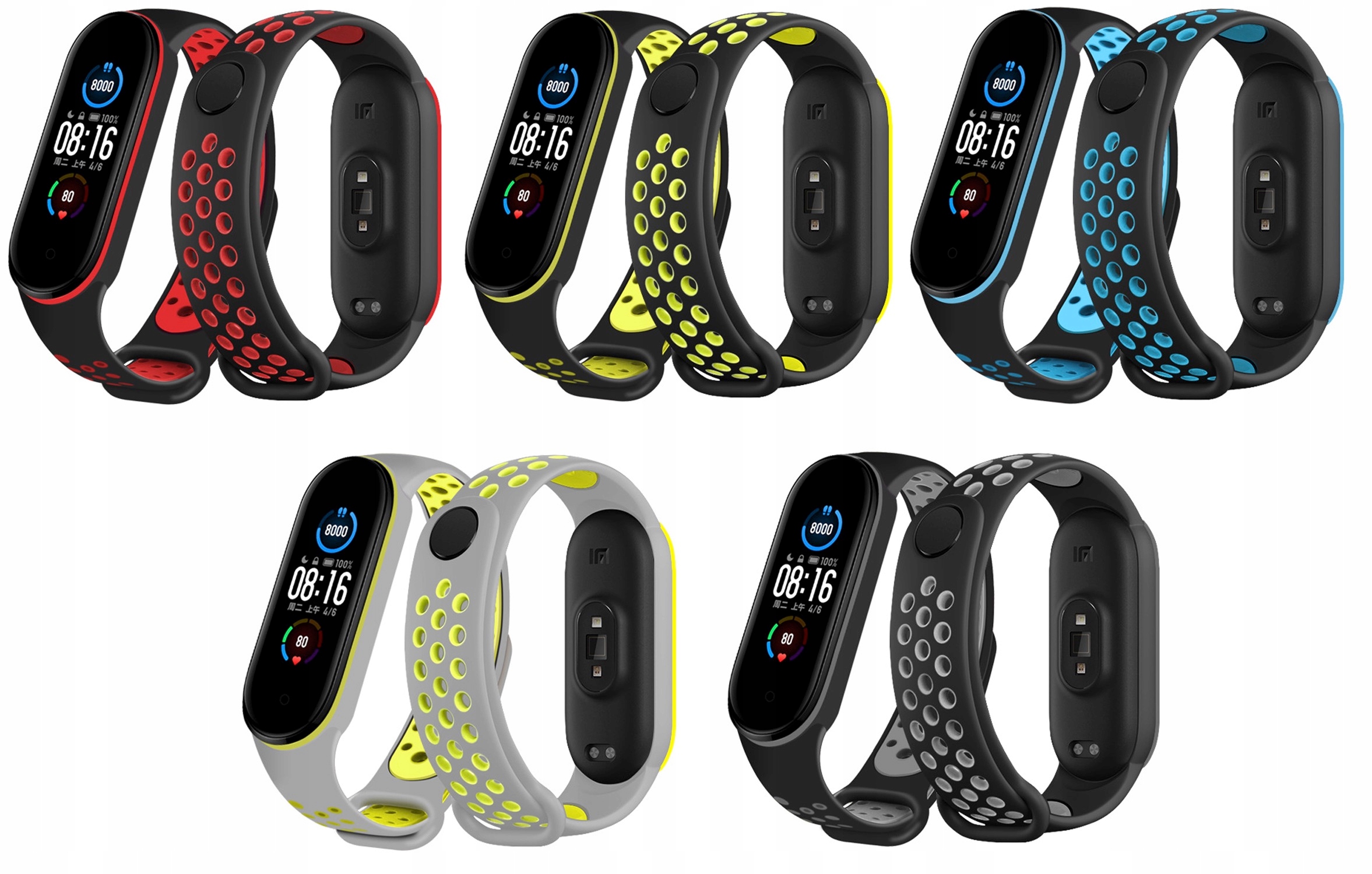 5x PASEK DO XIAOMI MI BAND 5 6 7 OPASKA KOLORY PASKI OPASKI