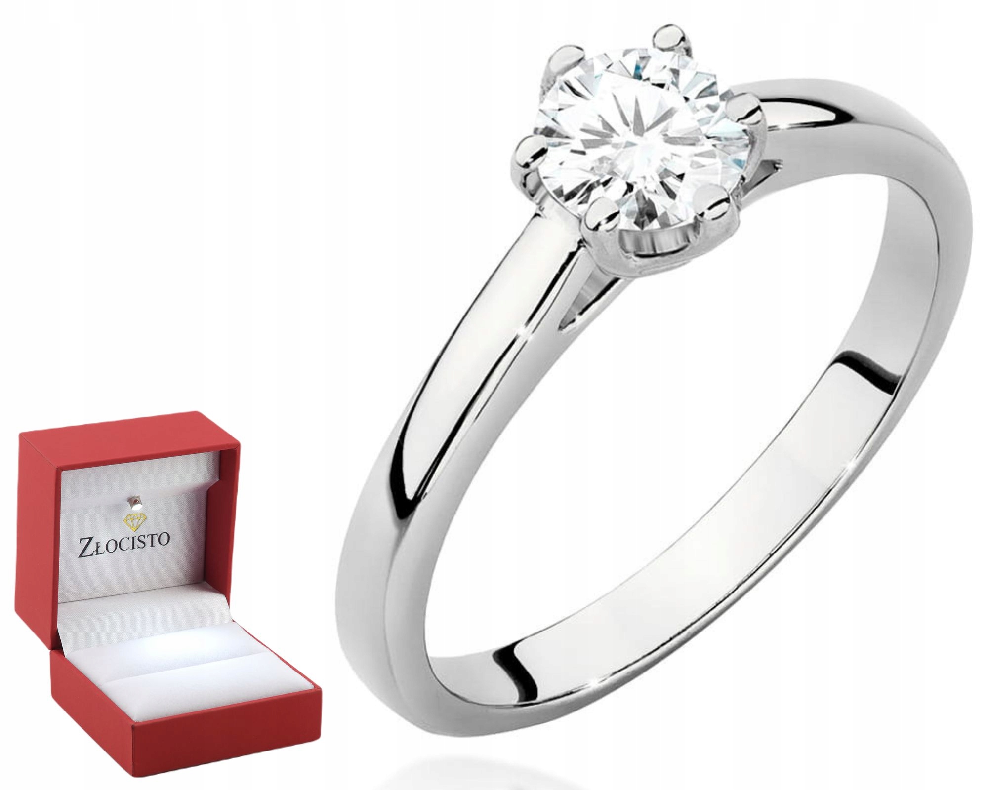 Bílý Zlatý Prstýnek S Briliantem Gravírování 585 Bonus Dárek